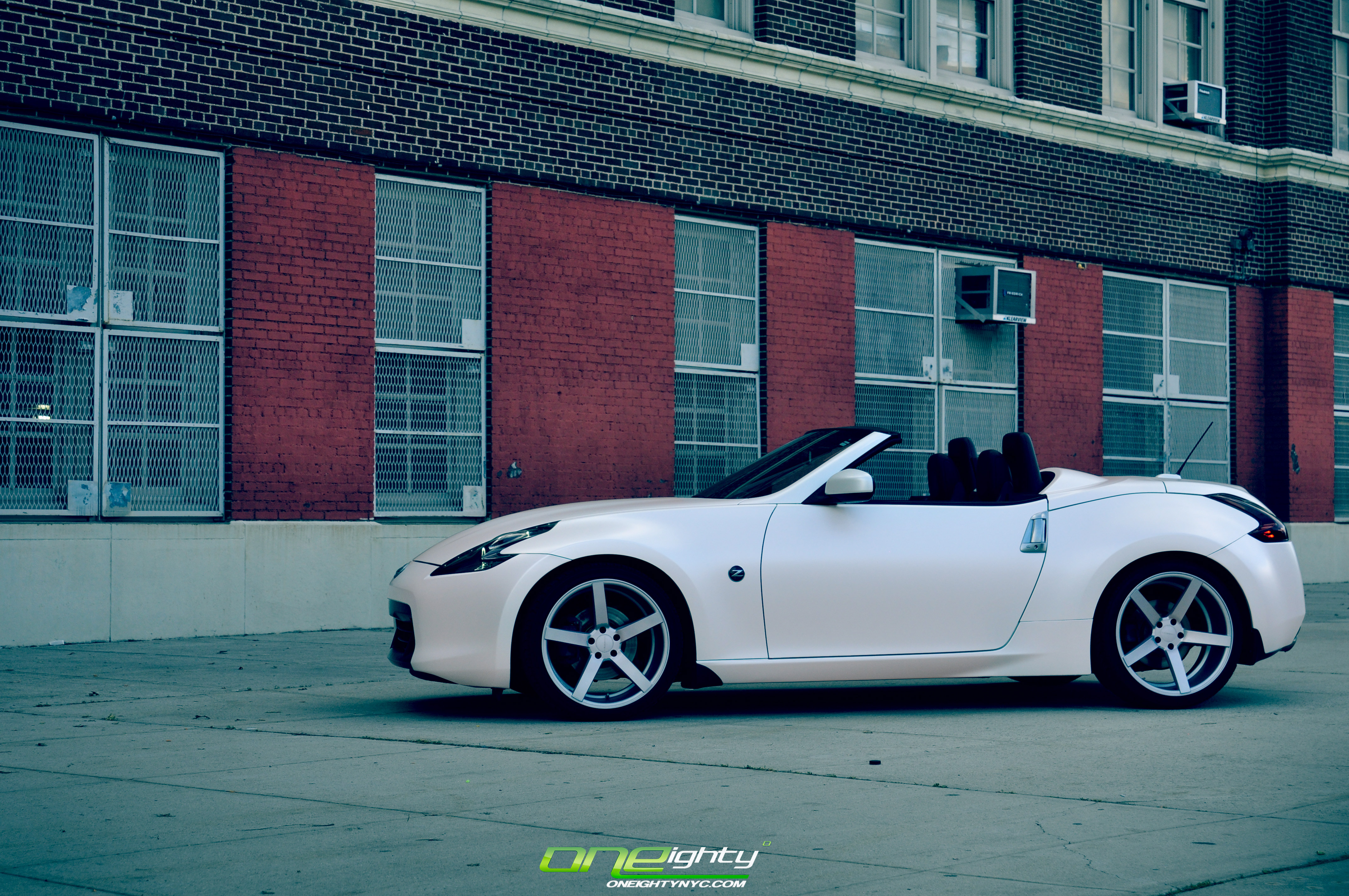 Custom White Convertible Nissan 370Z Side Skirts - Photo by ONEighty NYC