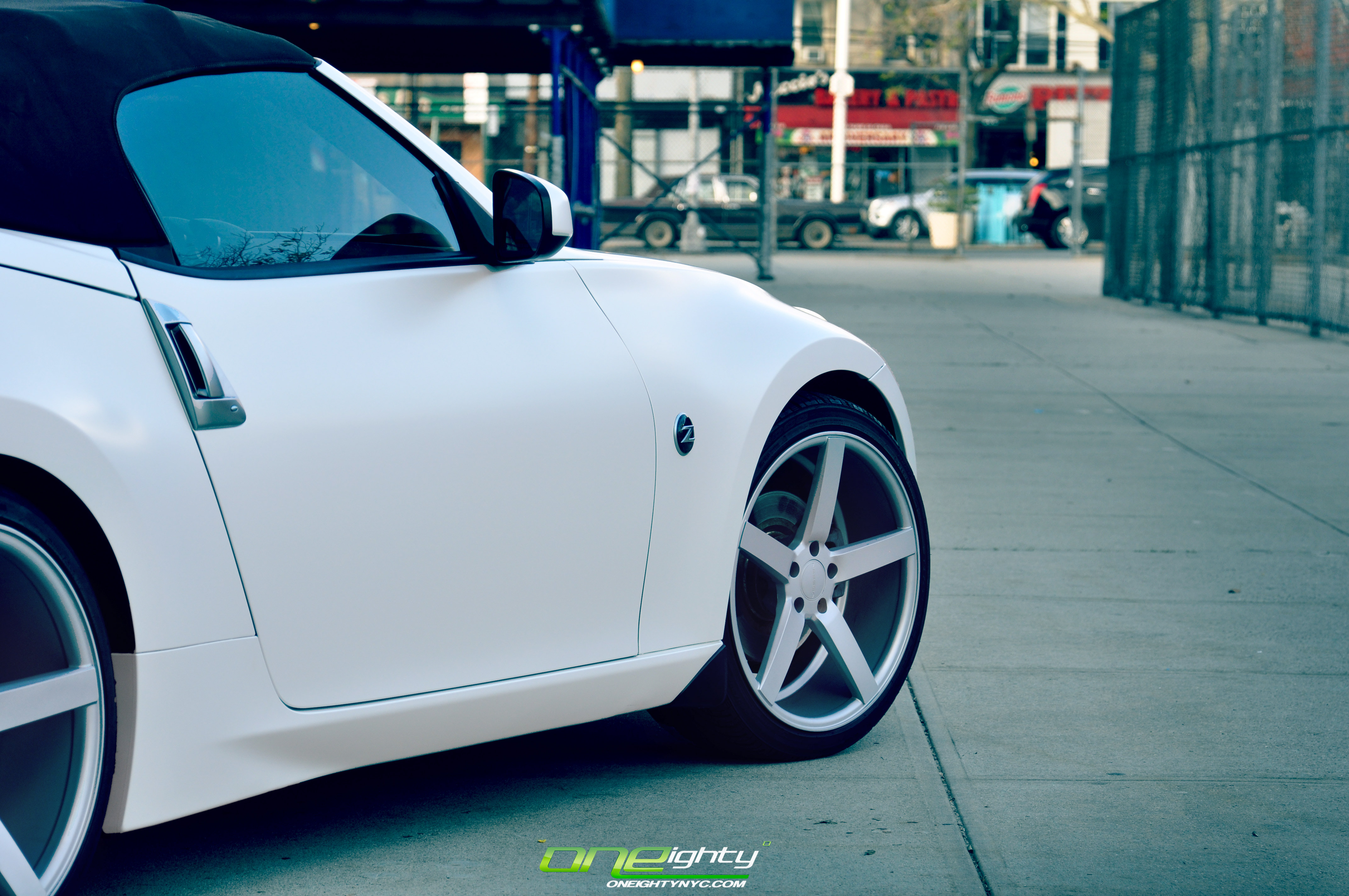 Vossen Wheels on White Convertible Nissan 370Z - Photo by ONEighty NYC