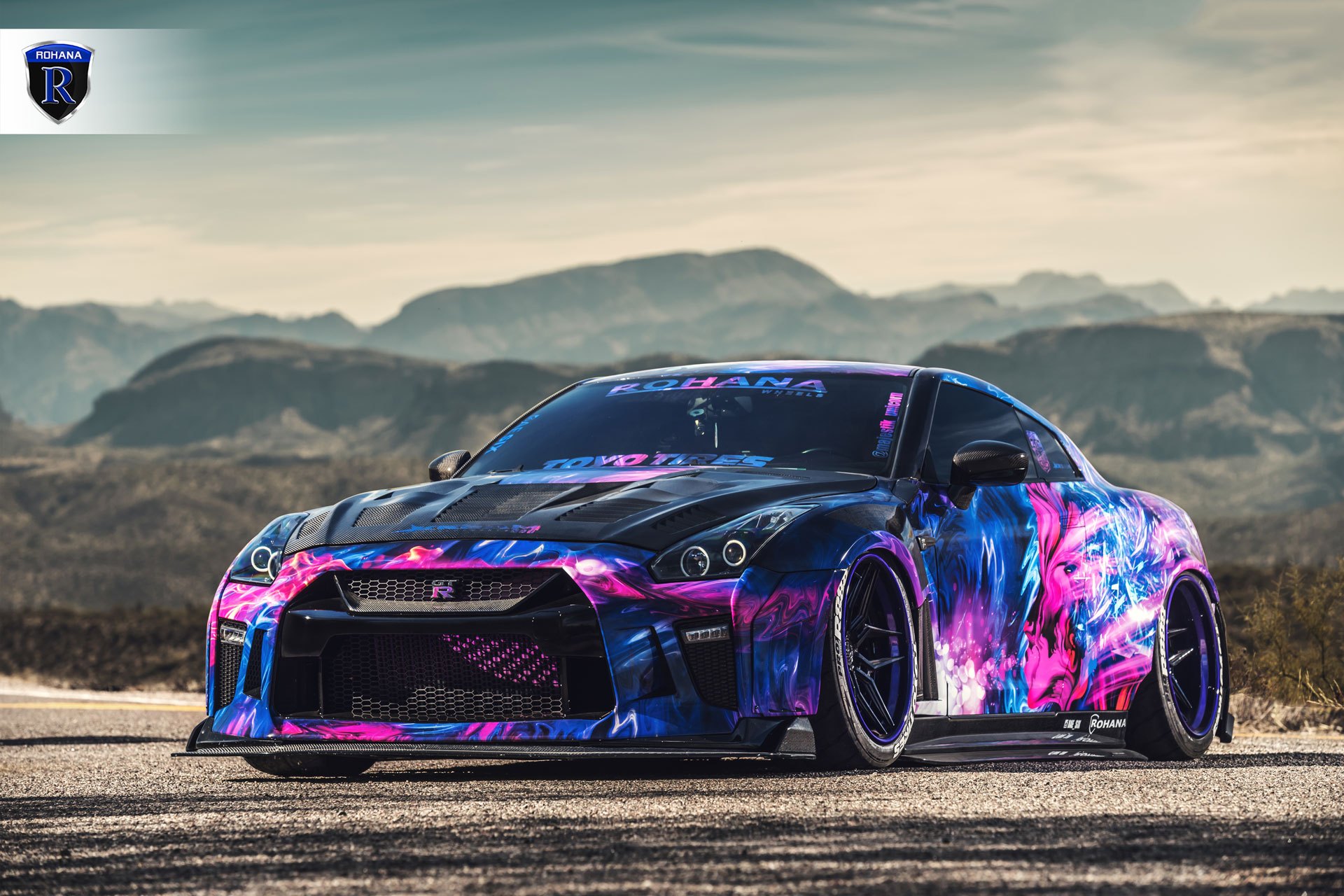 Carbon Fiber Vented Hood on Custom Painted Nissan GT-R - Photo by Rohana Wh...