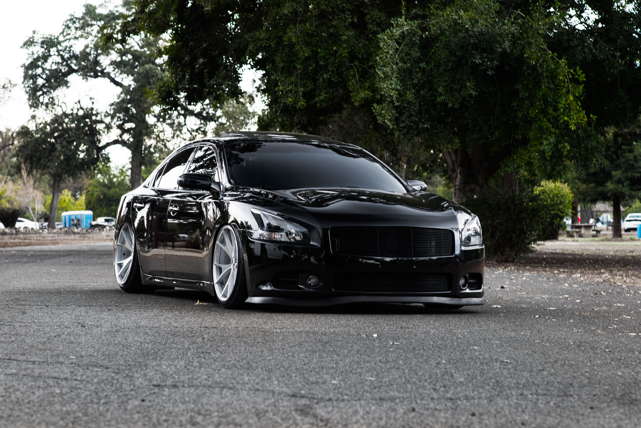Black Nissan Maxima with Dark Smoke Headlights - Photo by Concept One