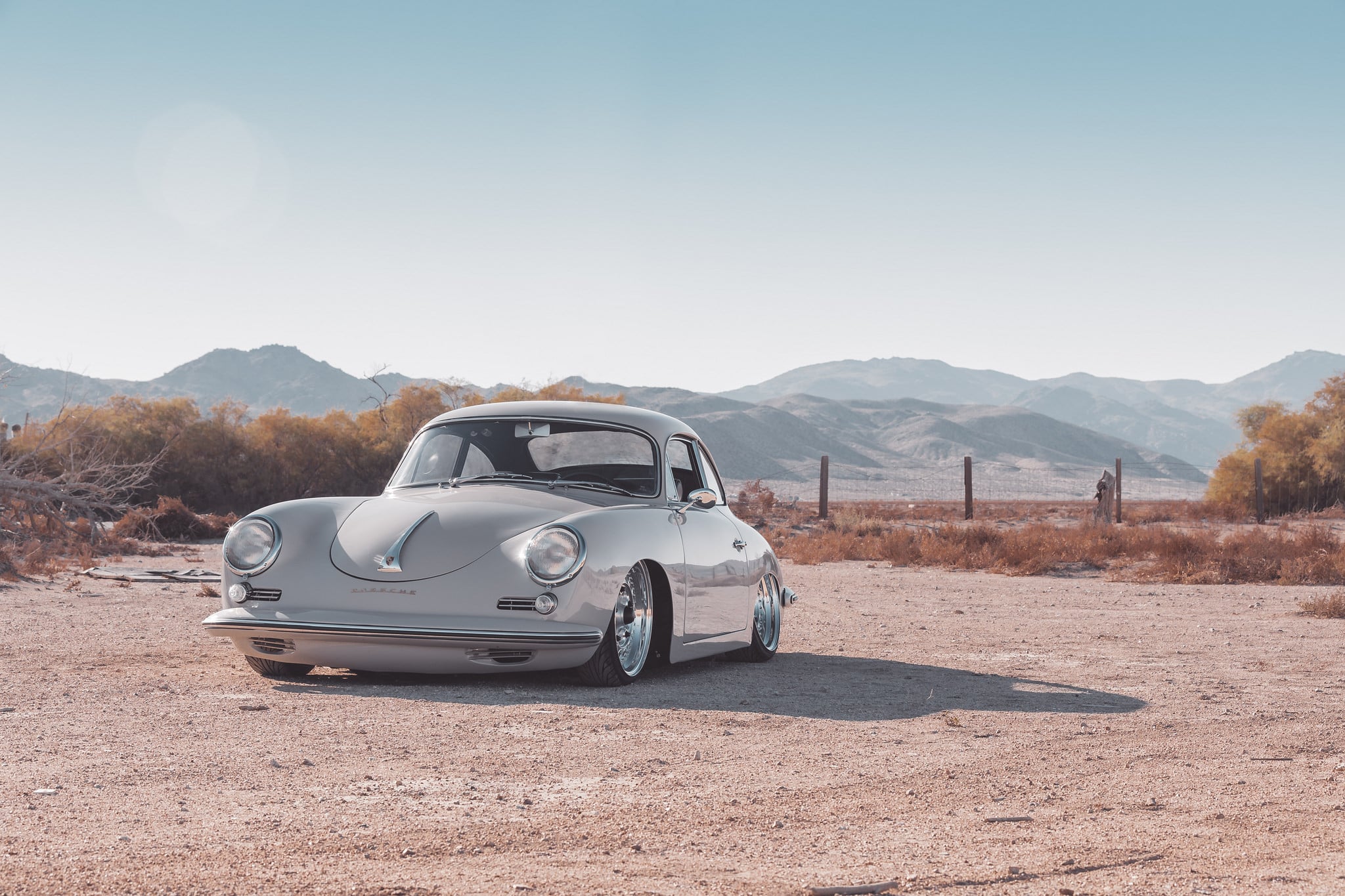 Crystal Clear Headlights on Gray Porsche 356 - Photo by Rotiform