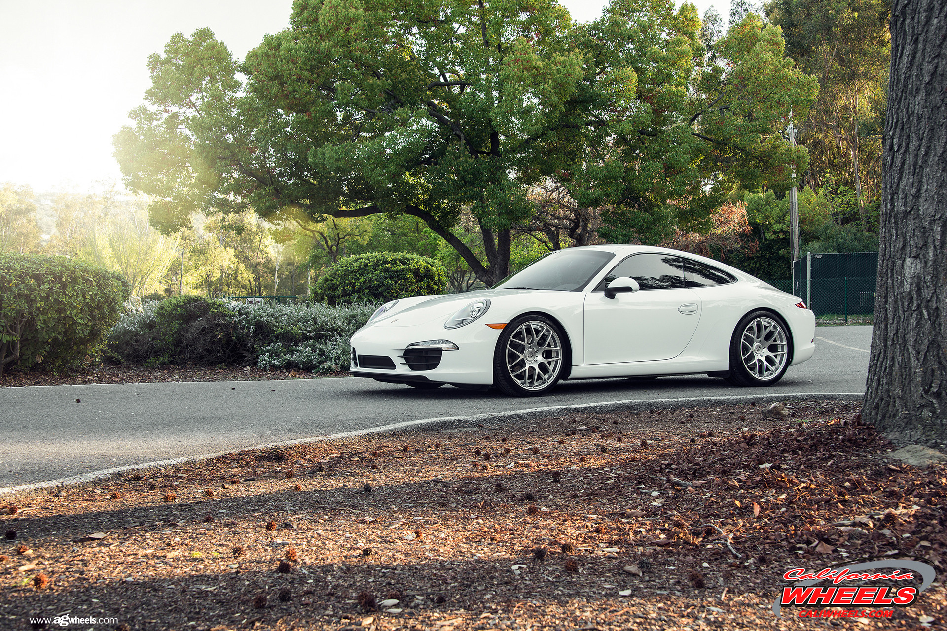 White Porsche 911 with Crystal Clear Custom Headlights - Photo by Avant Garde Wheels