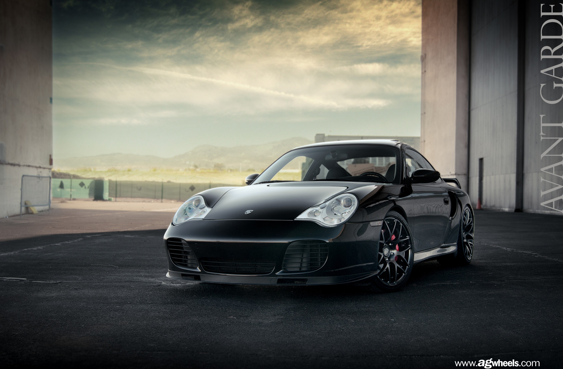 Crystal Clear Headlights on Custom Black Porsche 911 - Photo by Avant Garde Wheels