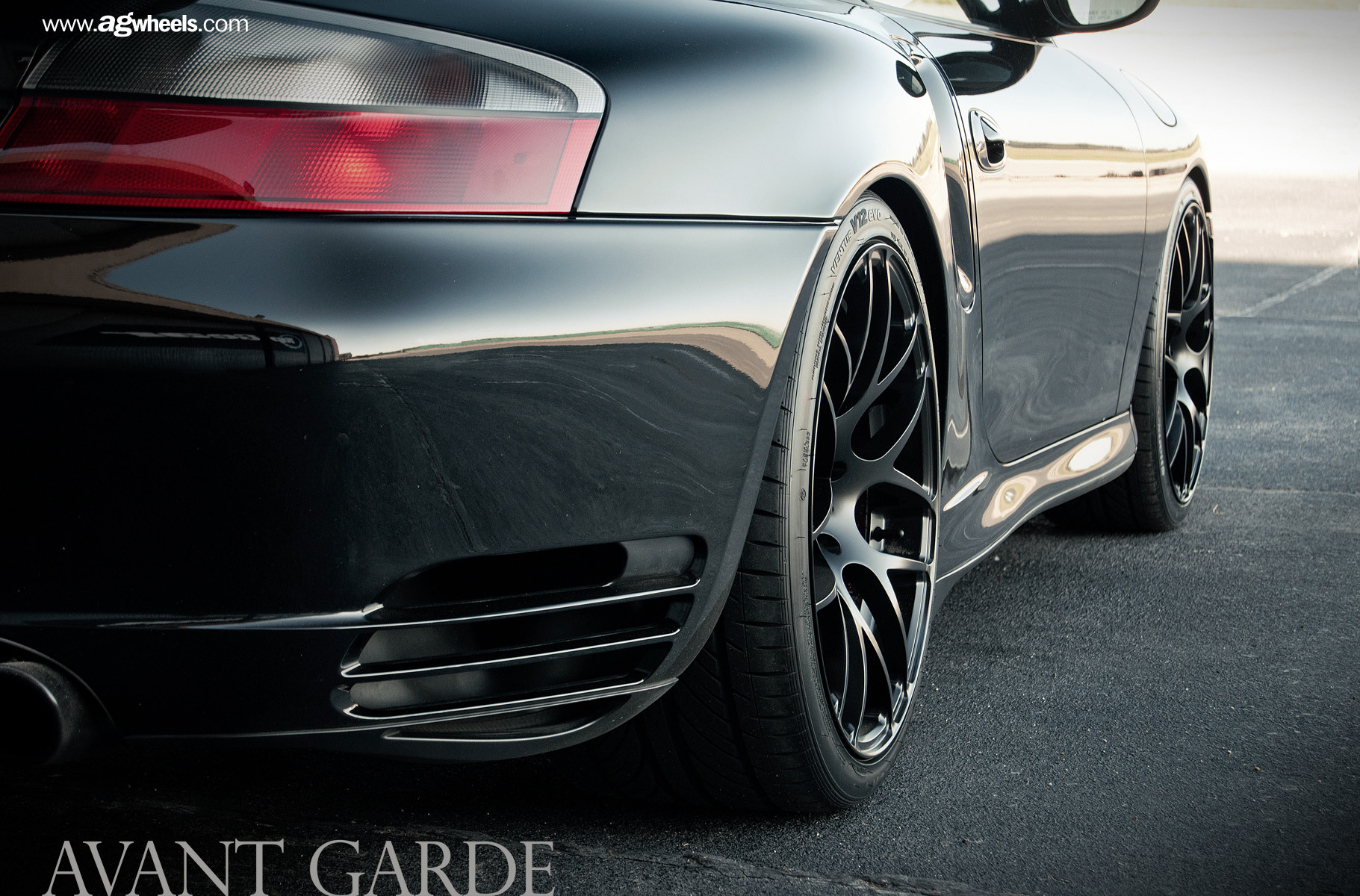 Custom Rear Bumper on Black Porsche 911 - Photo by Avant Garde Wheels