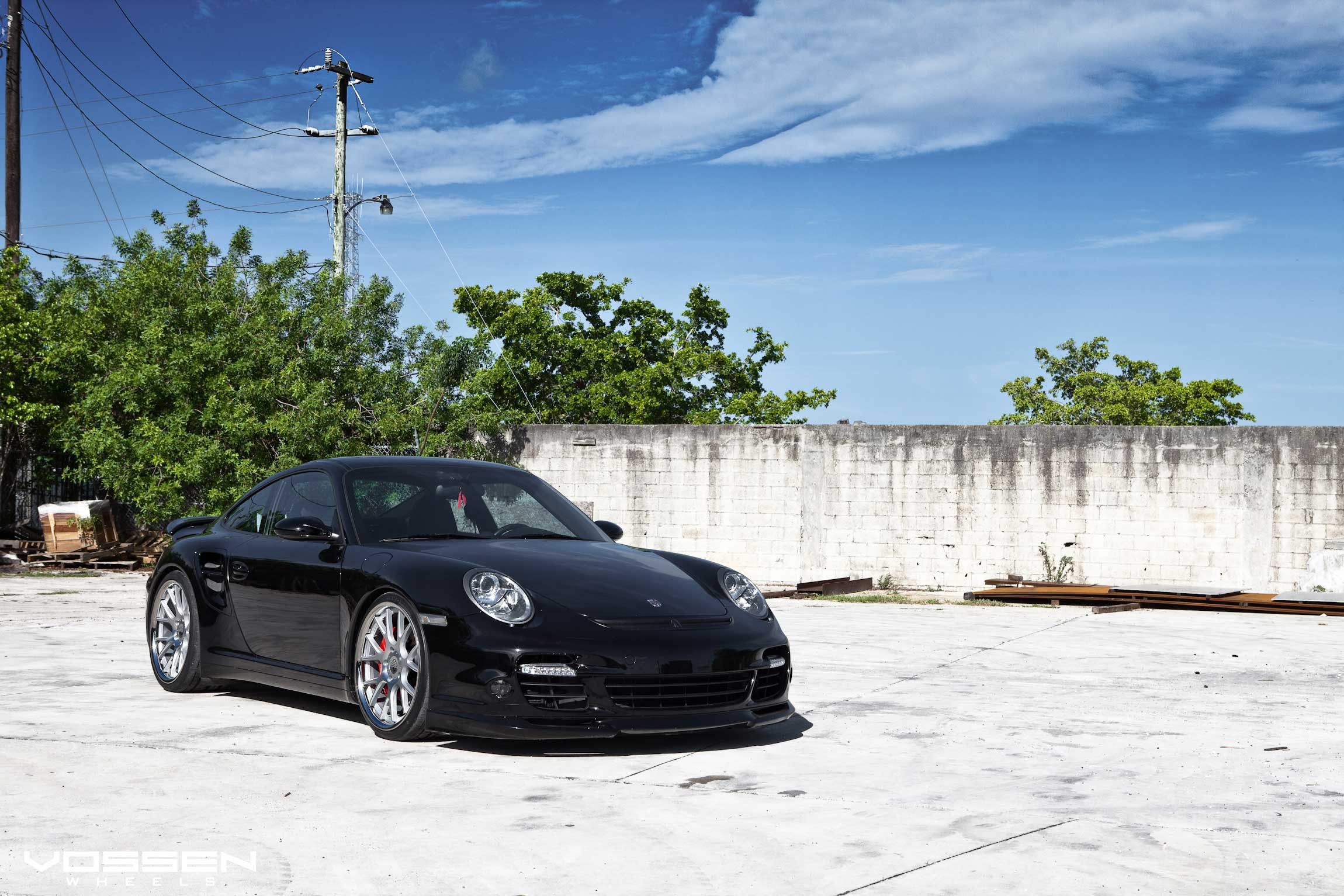 Custom Halo Headlights on Black Porsche 911 - Photo by Vossen