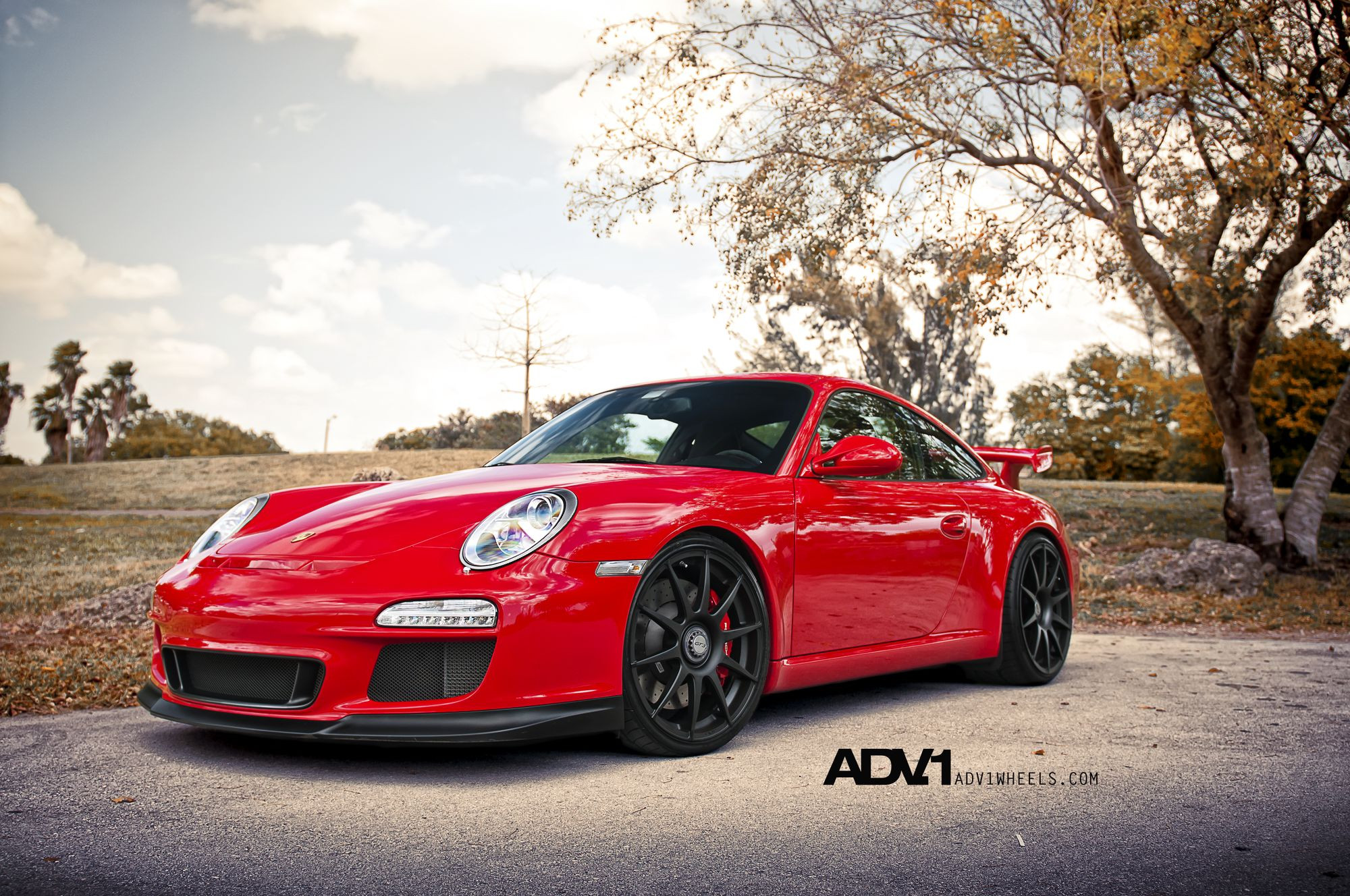 Custom Halo Headlights on Red Porsche 911 - Photo by ADV.1