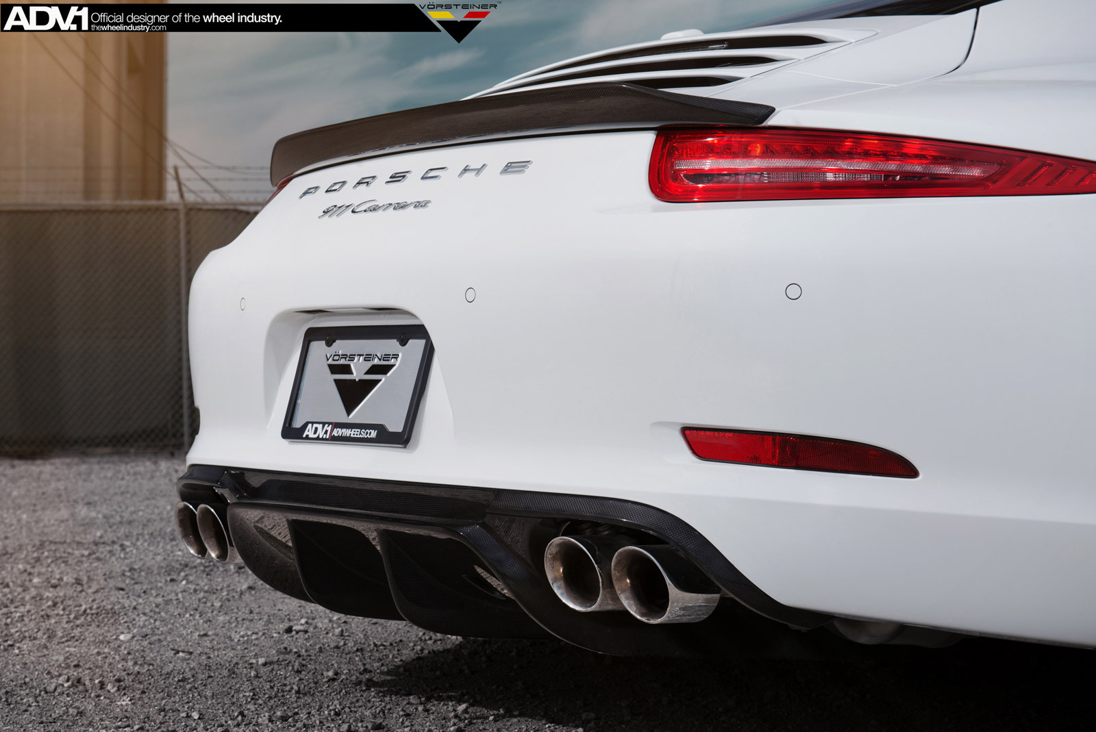 White Porsche 911 with Carbon Fiber Rear Lip Spoiler - Photo by ADV.1