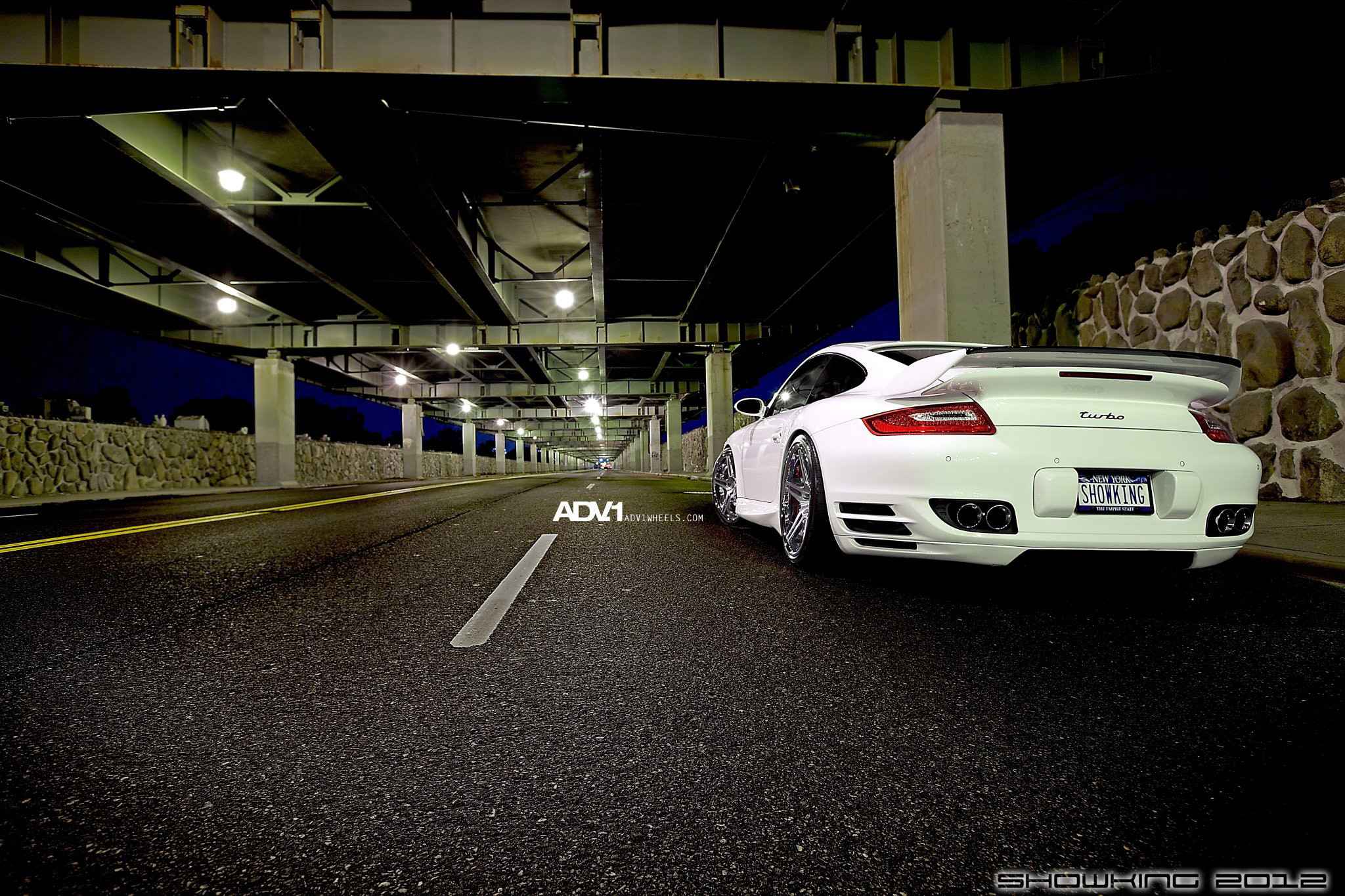 Custom Rear Diffuser on White Porsche 911 Turbo  - Photo by ADV.1