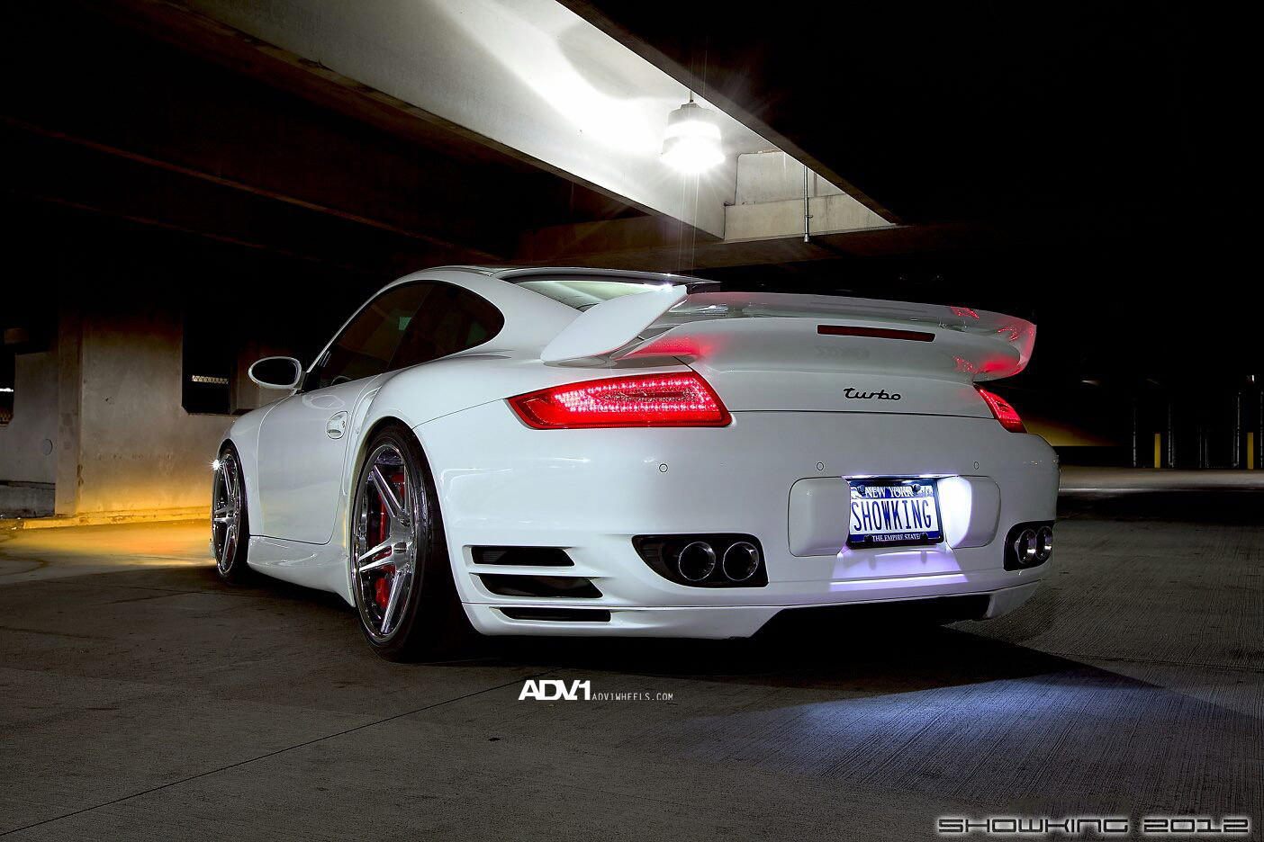White Porsche 911 Turbo with Large Wing Spoiler - Photo by ADV.1