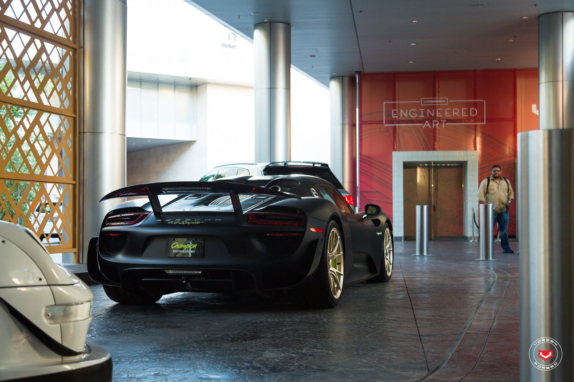 Custom Rear Diffuser on Matte Black Porsche 918 - Photo by Vossen