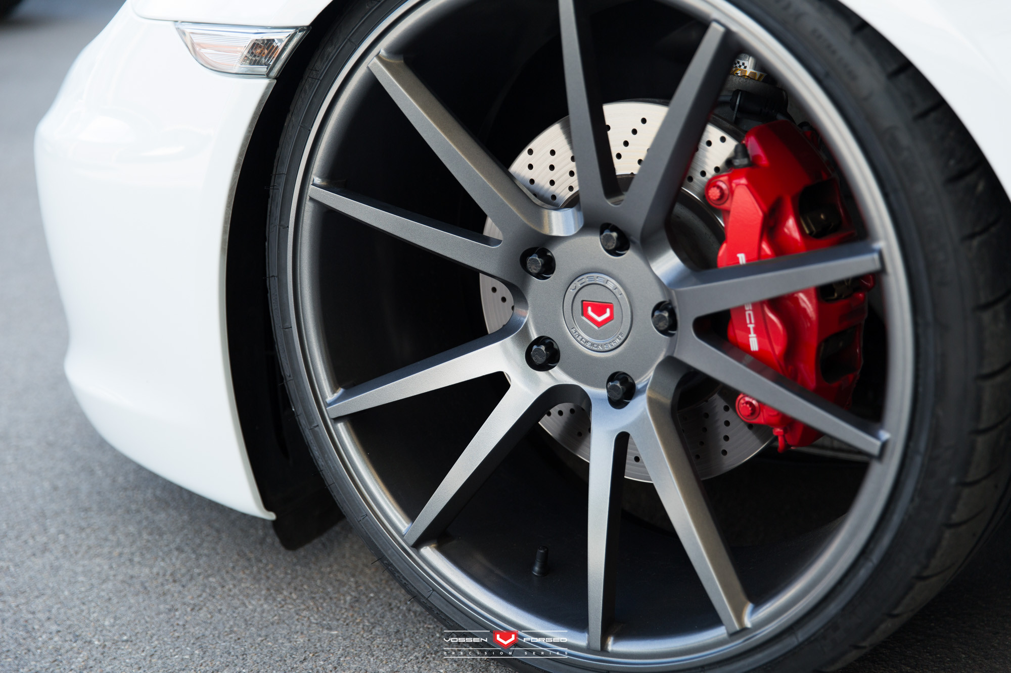 Vossen Rims with Red Brakes on White Porsche Boxster - Photo by Vossen