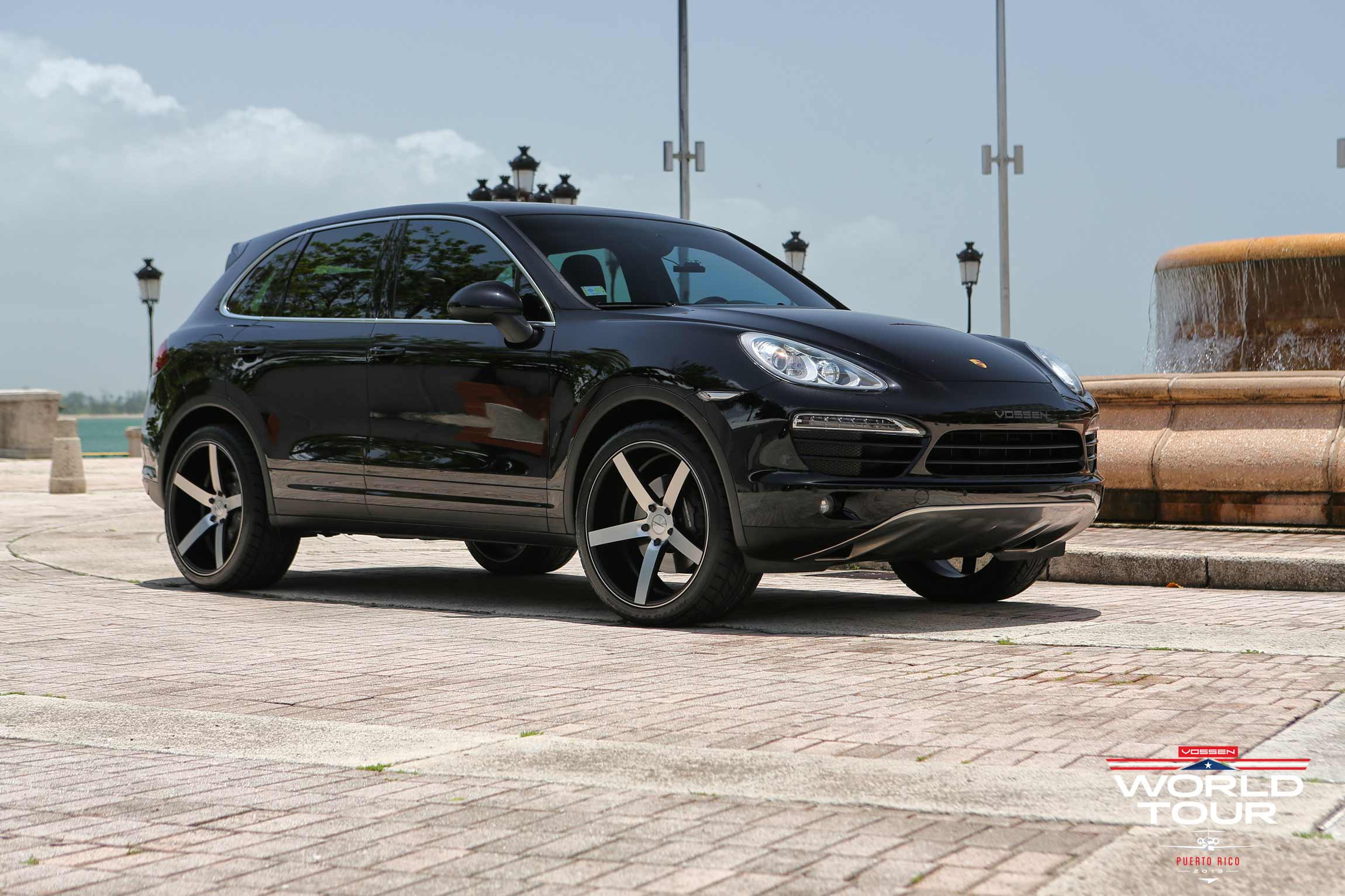 Black Porsche Cayenne with Custom Bumper Guard - Photo by Vossen
