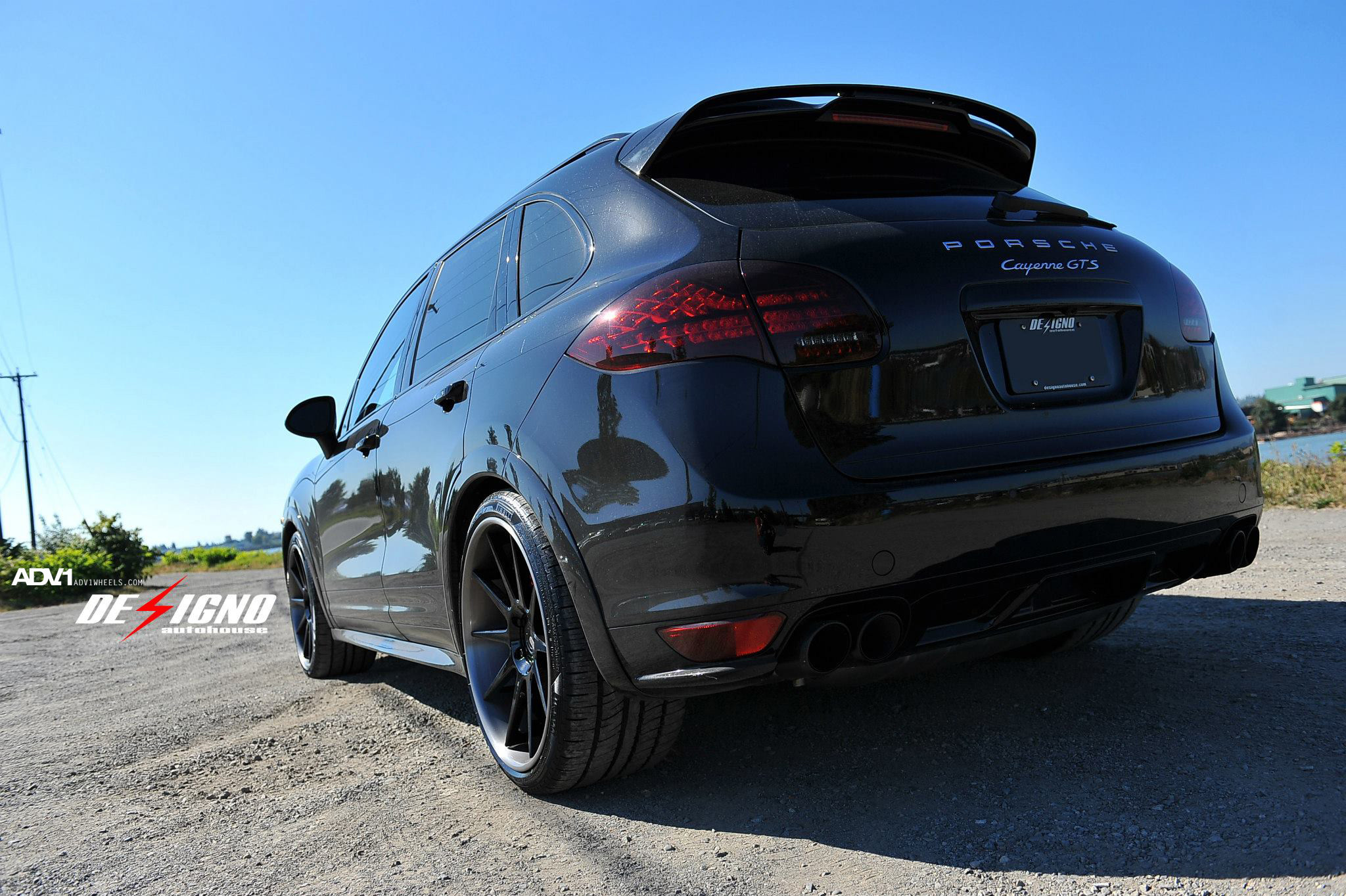 Black Porsche Cayenne GTS with Custom Red LED Taillights - Photo by ADV.1