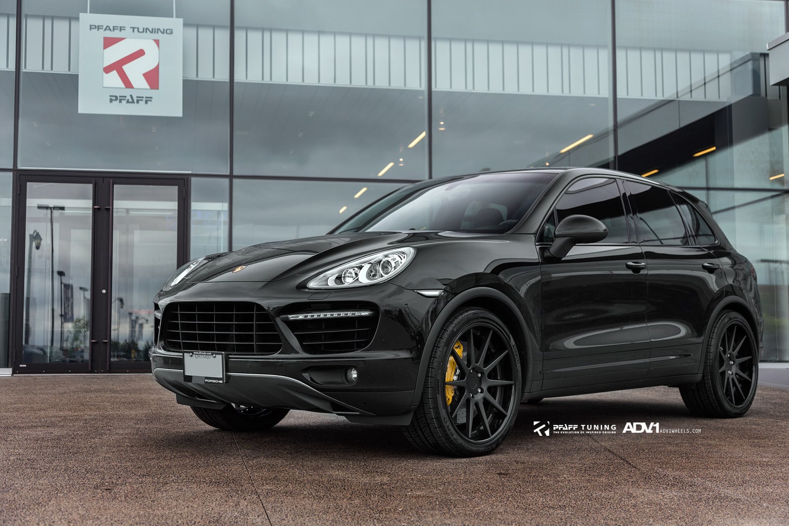 Halo Projector Headlights on Black Porsche Cayenne - Photo by ADV.1