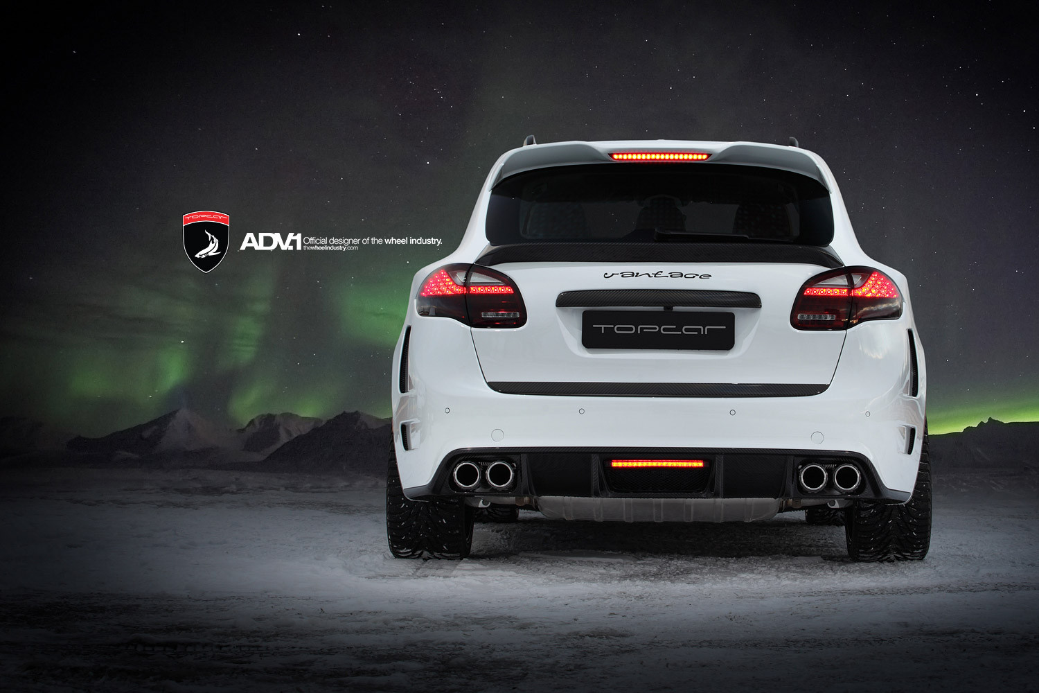 White Porsche Cayenne with Carbon Fiber Rear Lip Spoiler - Photo by ADV.1