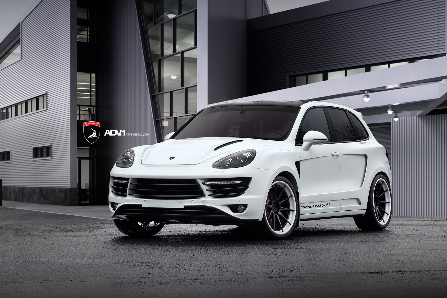 Custom Hood with Air Vents on White Porsche Cayenne - Photo by ADV.1