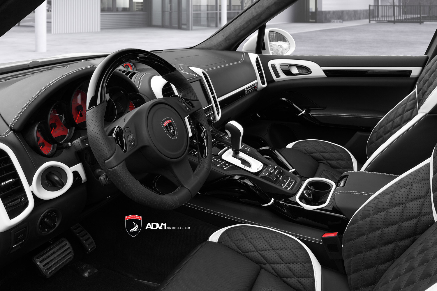 Custom Interior Kit in White Porsche Cayenne - Photo by ADV.1
