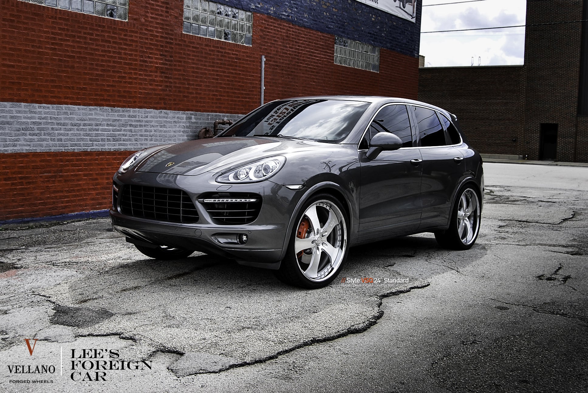 Front Bumper with Fog Lights on Gray Porsche Cayenne - Photo by Vellano