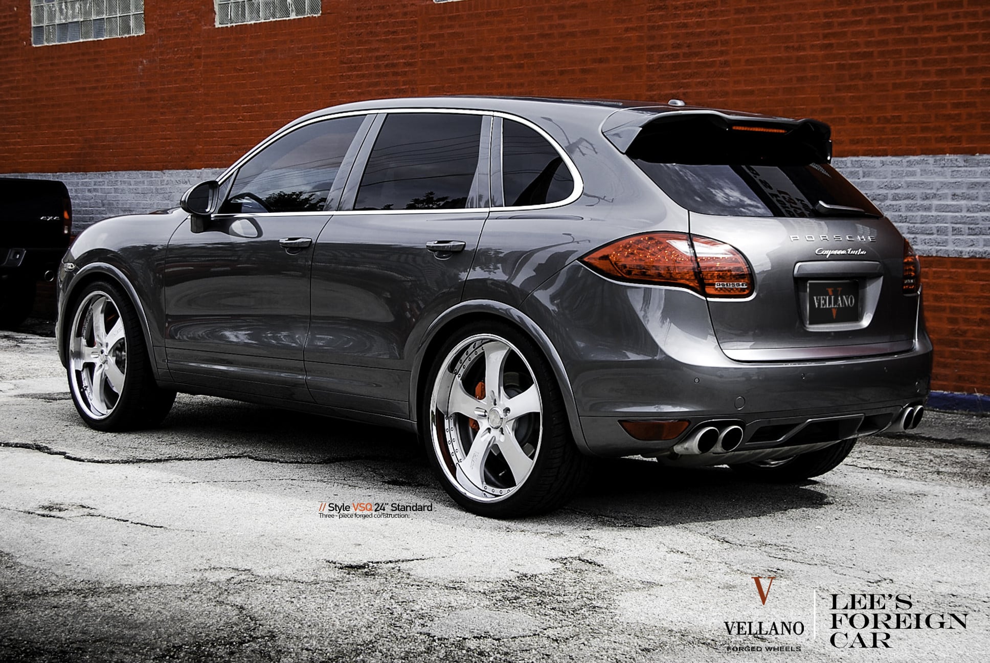 Roofline Spoiler with Light on Gray Porsche Cayenne - Photo by Vellano