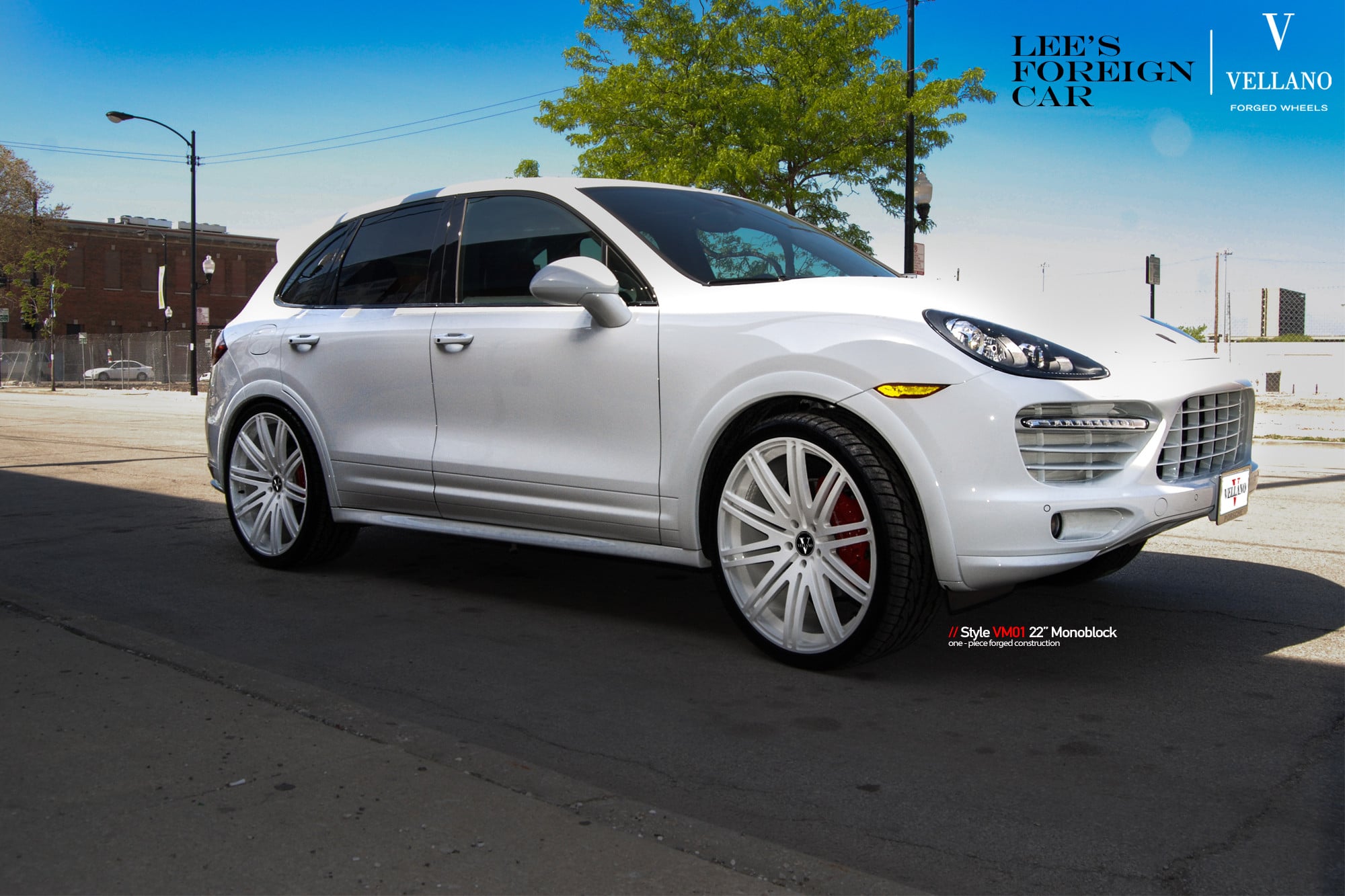 White VM01 Vellano Rims on Porsche Cayenne - Photo by Vellano