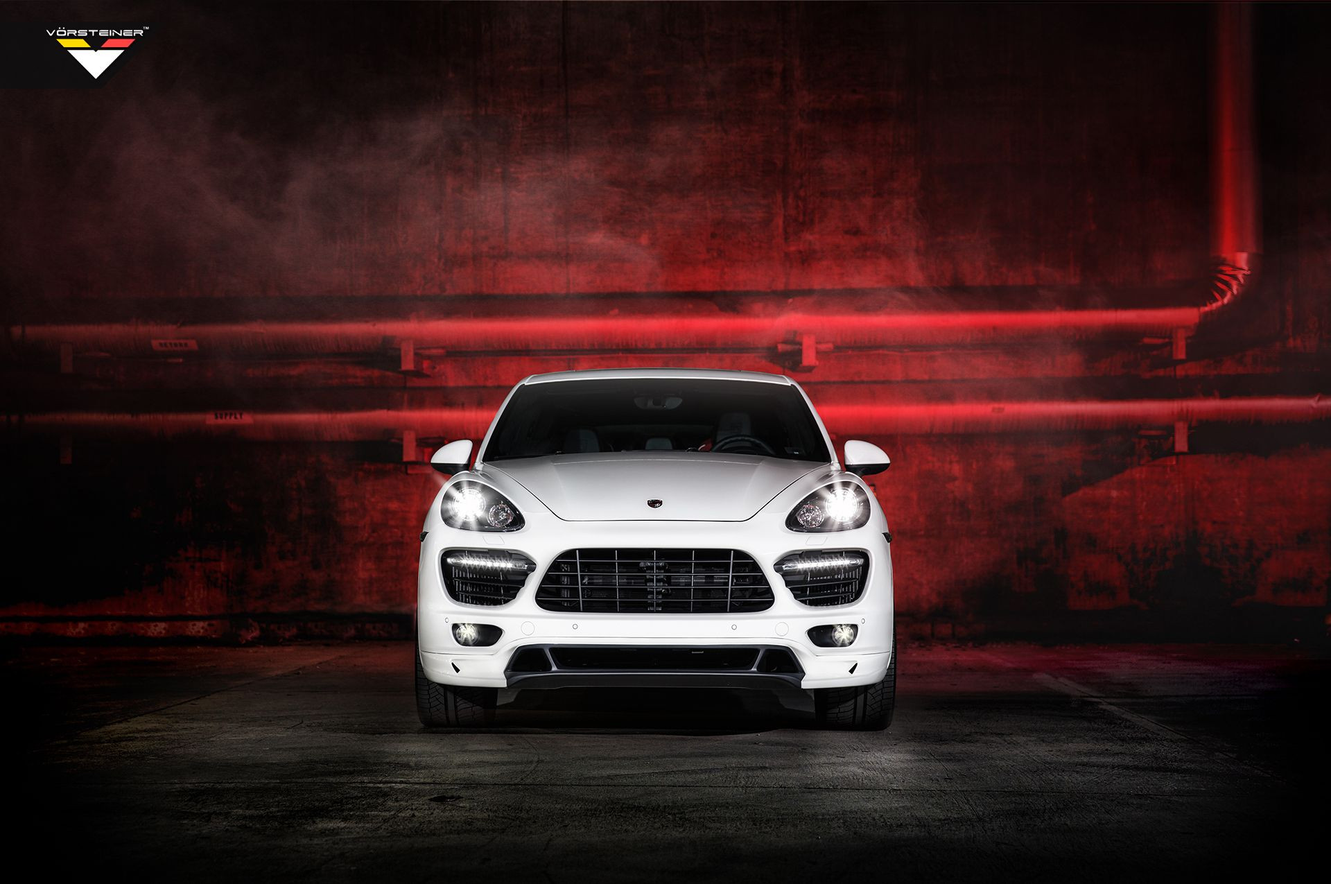 White Porsche Cayenne with Aftermarket Front Bumper - Photo by Vorstiner