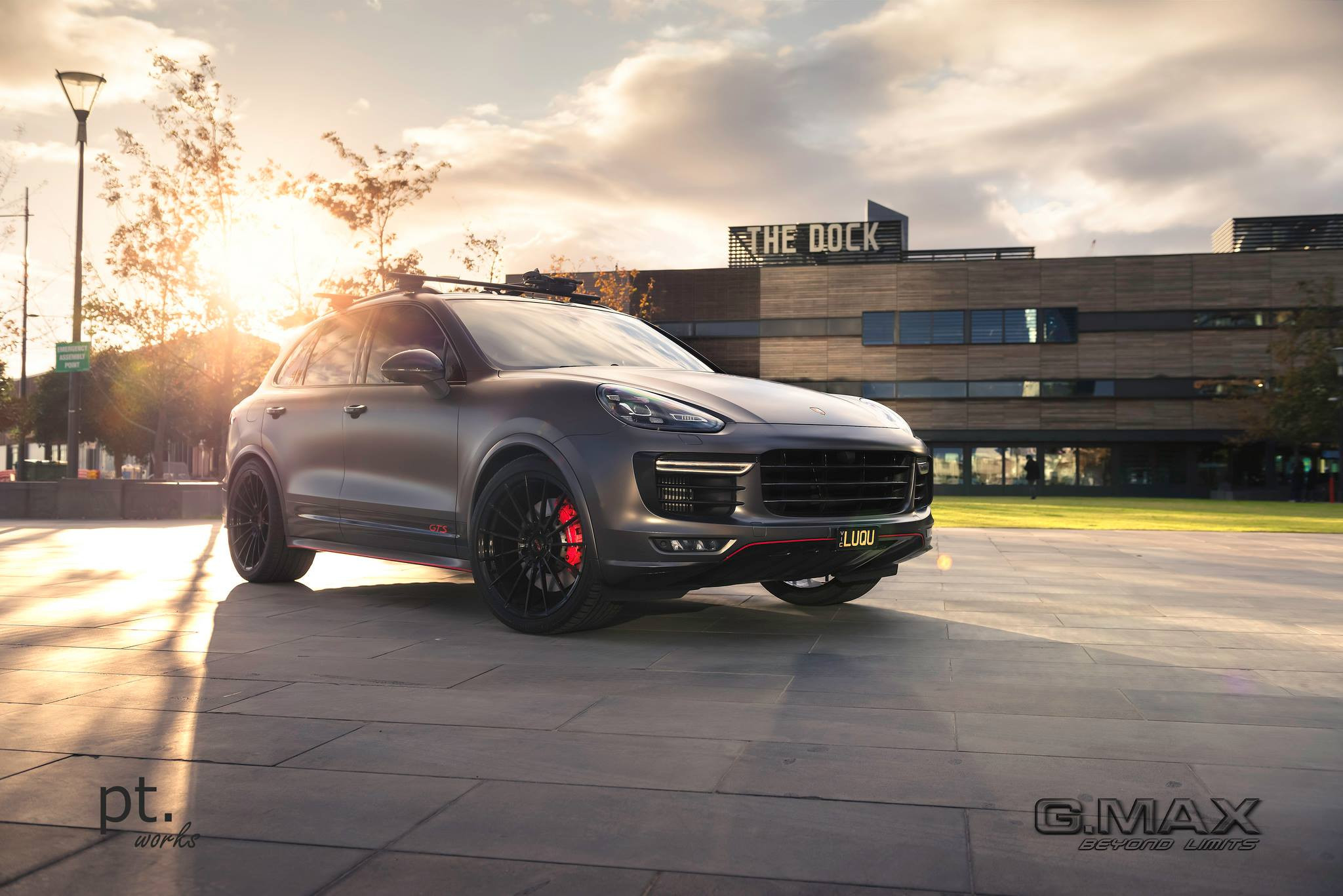 Aftermarket Front Bumper on Gray Porsche Cayenne GTS - Photo by PT works