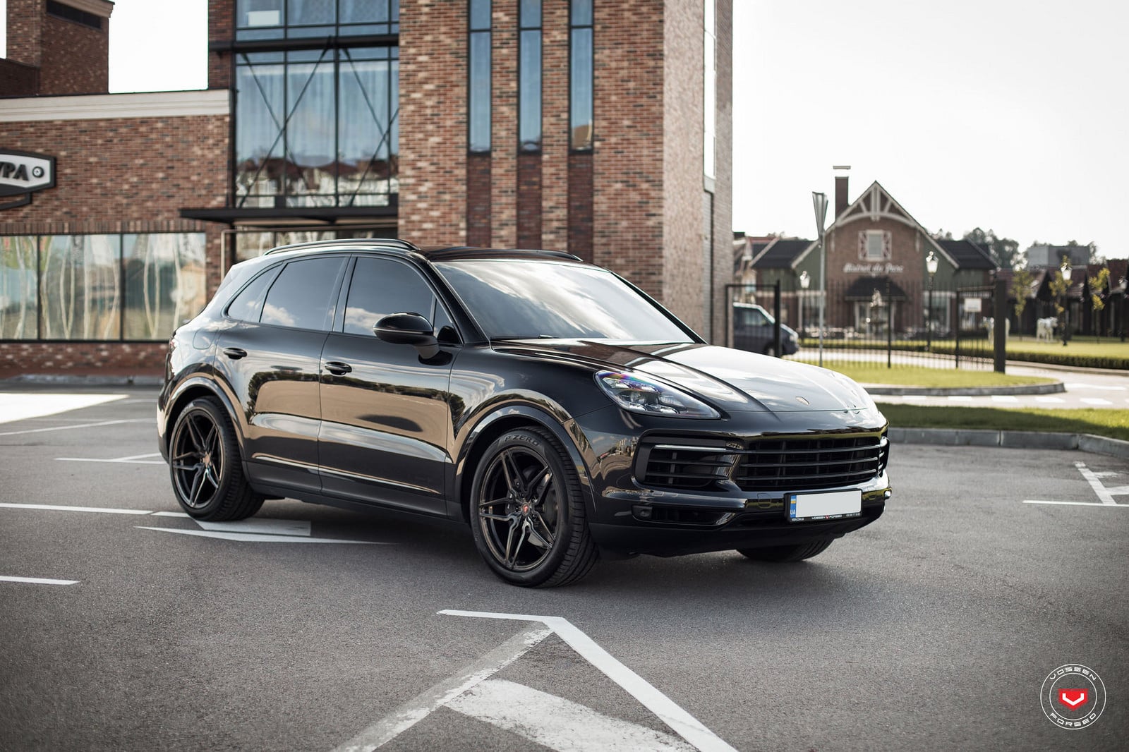 Dark Smoke Headlights on Black Porsche Cayenne - Photo by Vossen