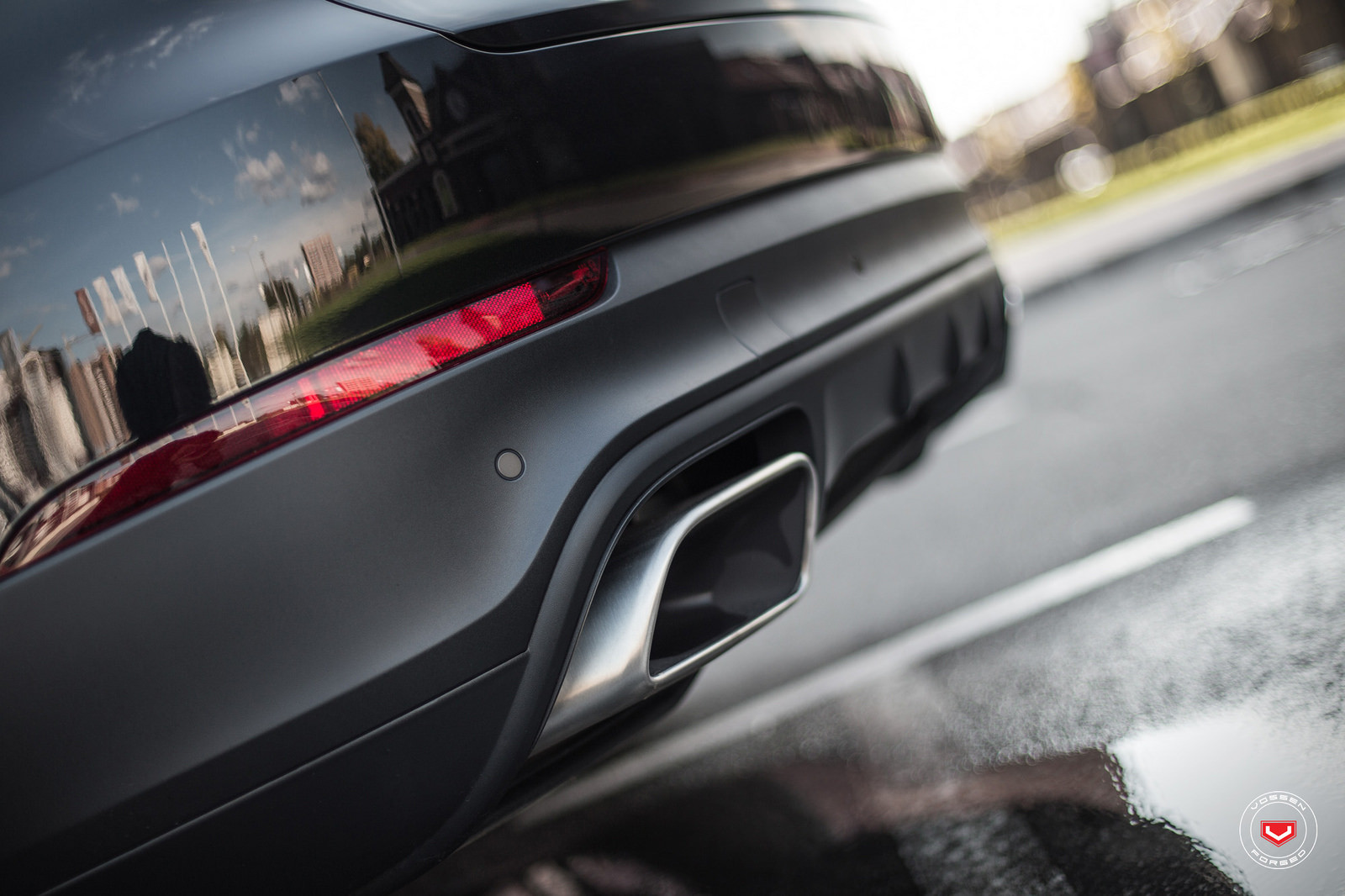 Custom Rear Diffuser on Black Porsche Cayenne - Photo by Vossen