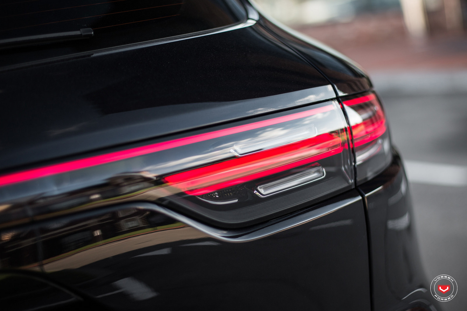 Black Porsche Cayenne with Red Taillights - Photo by Vossen