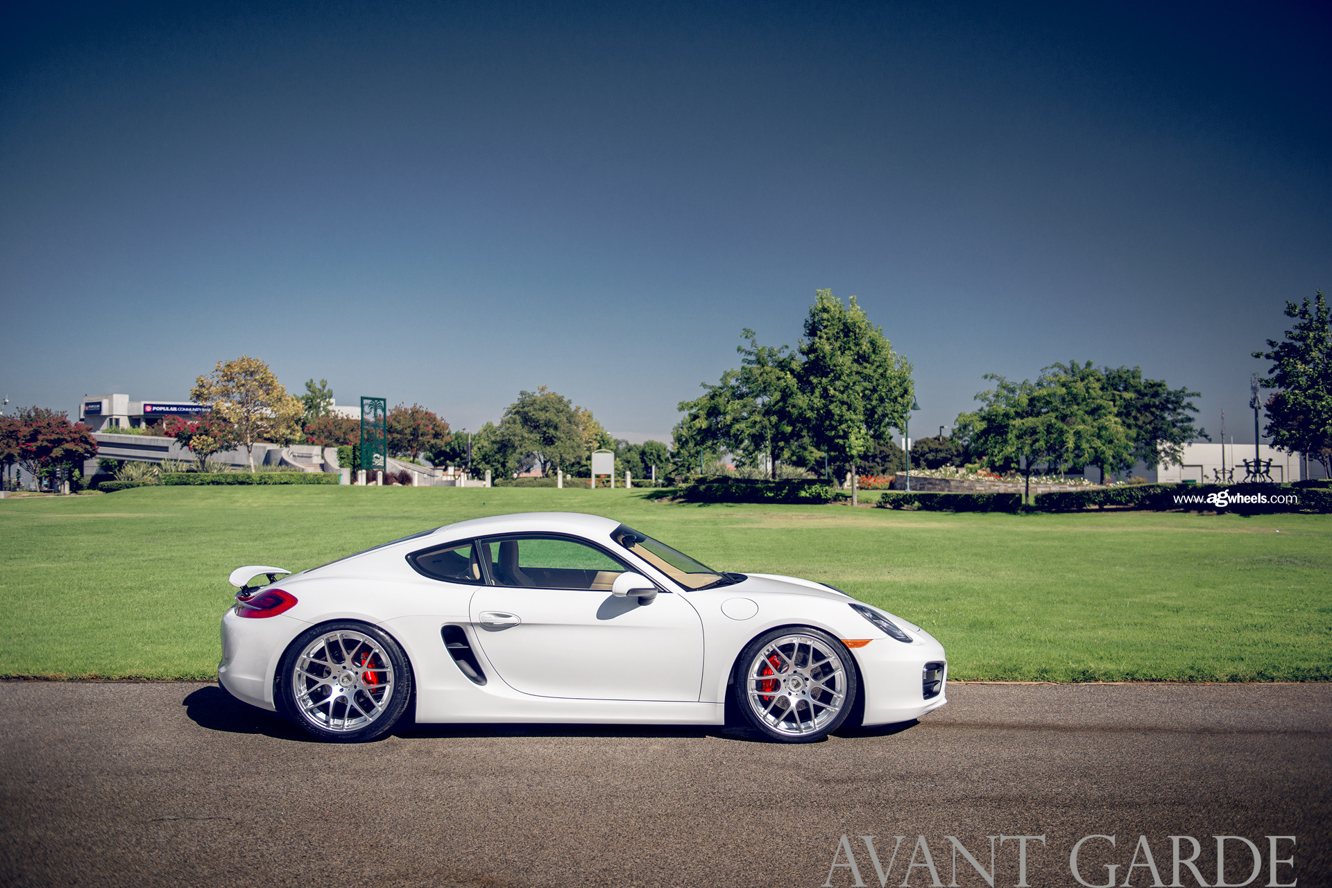 Custom White Porsche Cayman Side Scoops - Photo by Avant Garde Wheels