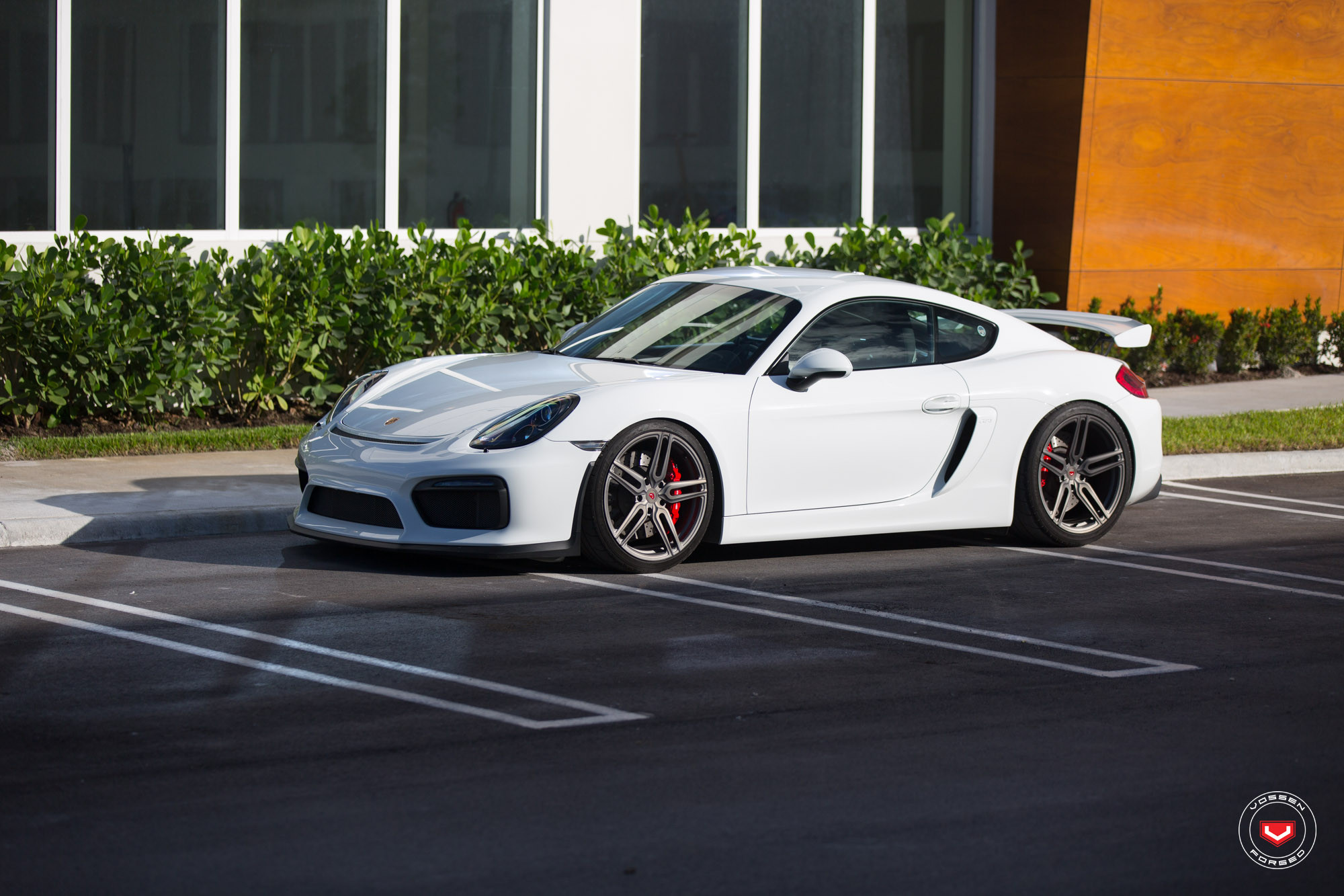 Dark Smoke Halo Headlights on White Porsche Cayman - Photo by Vossen