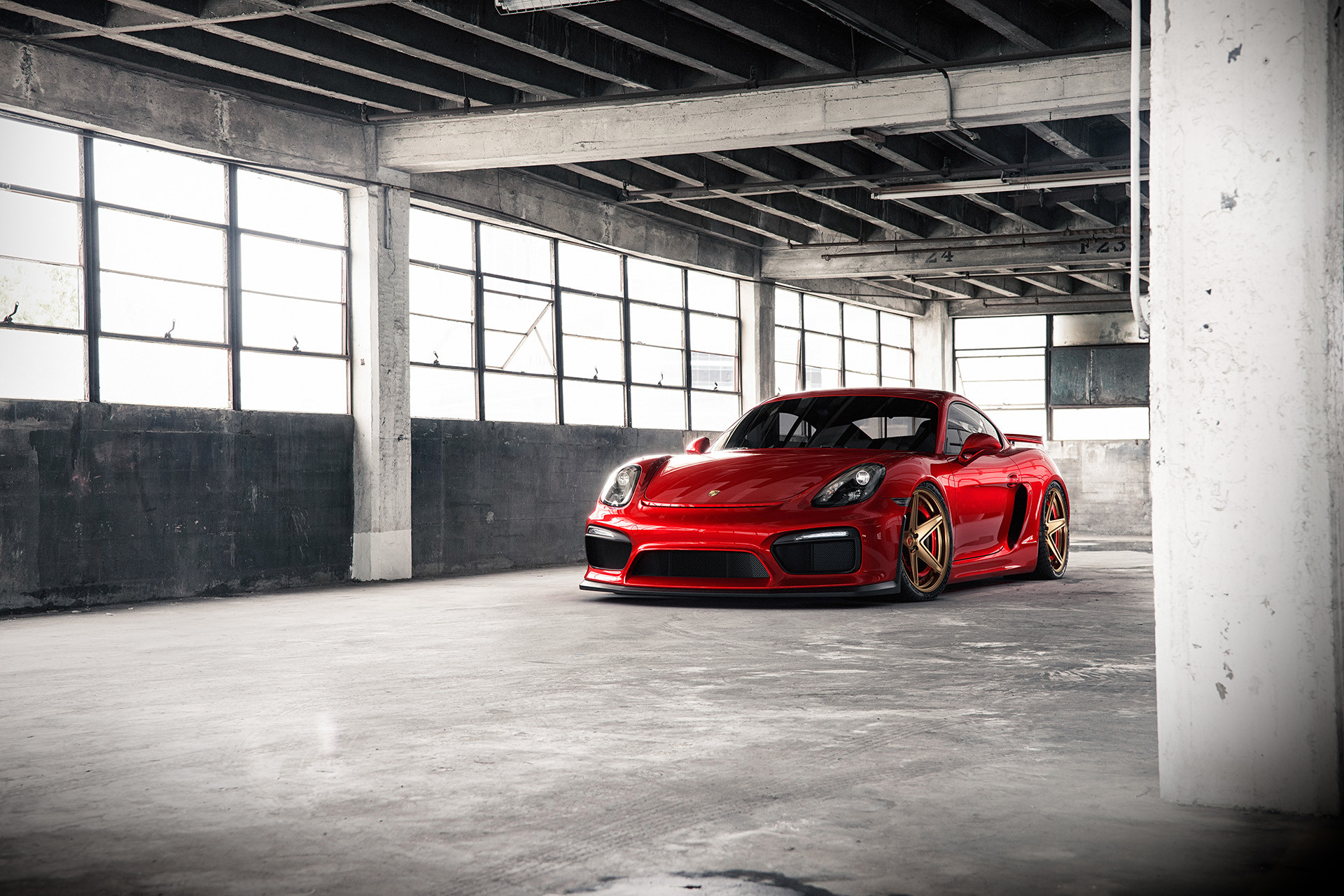 Dark Smoke Headlights on Red Porsche Cayman - Photo by Forgiato
