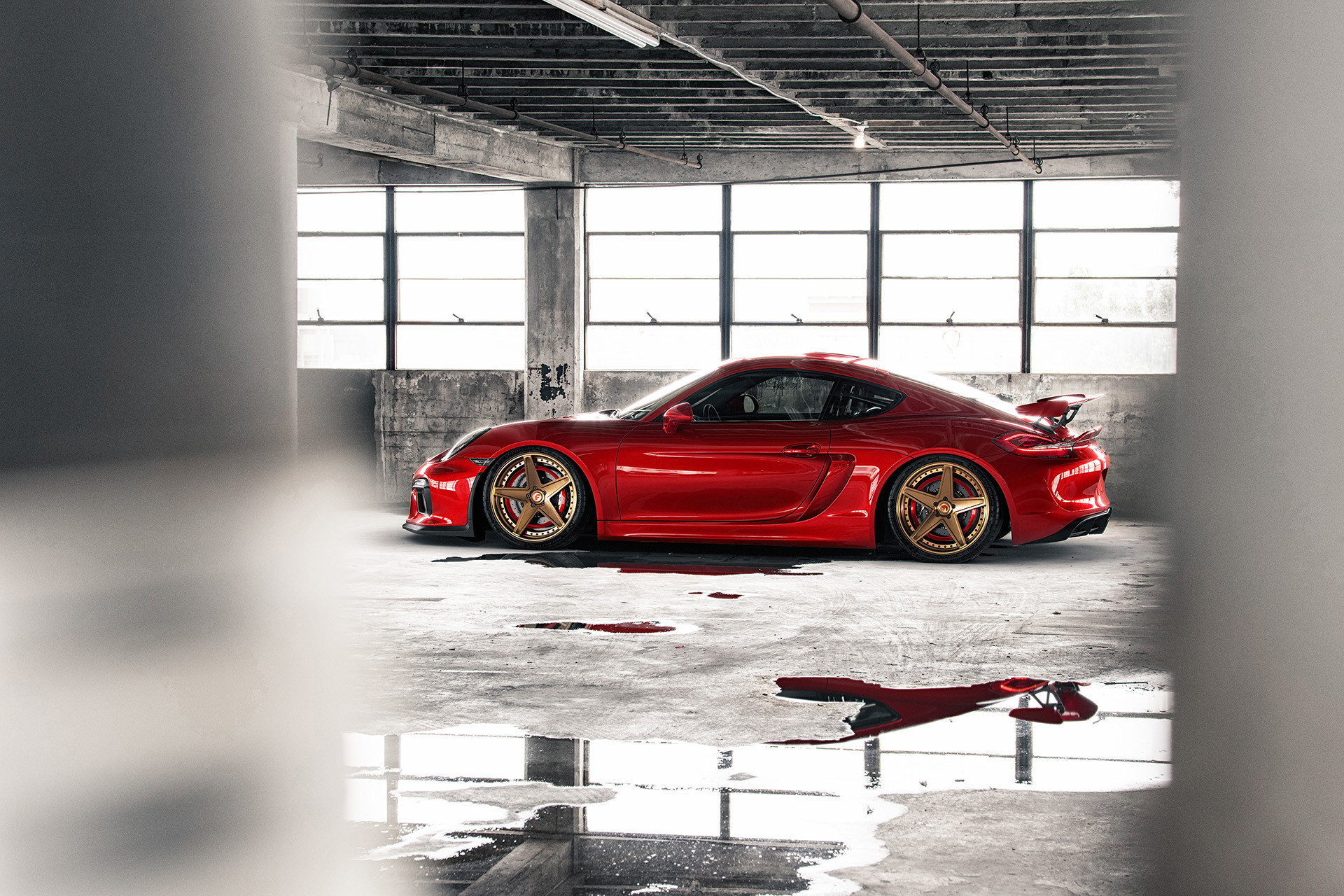 Custom Red Porsche Cayman Side Scoops - Photo by Forgiato