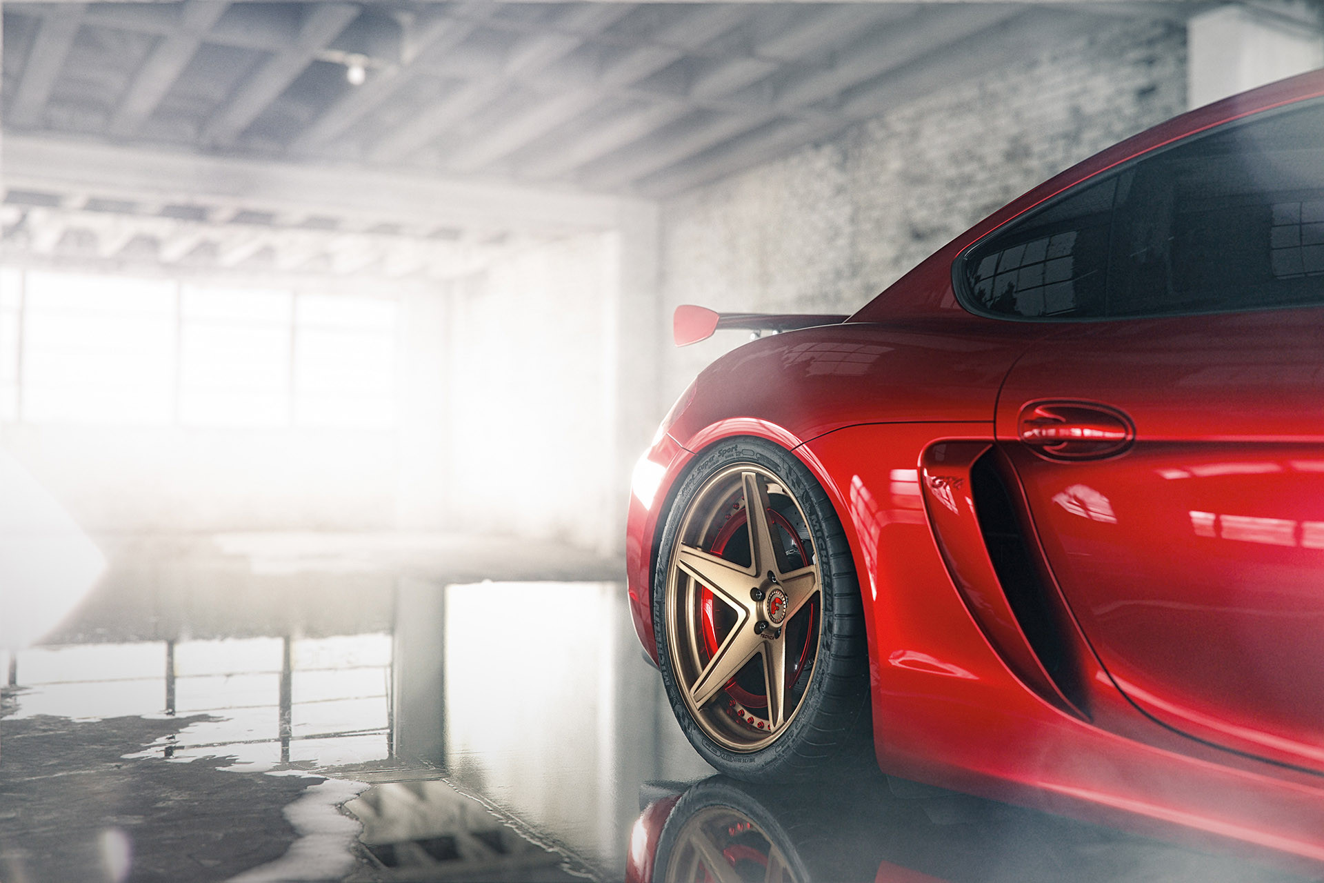 Michelin Tires on Red Porsche Cayman - Photo by Forgiato