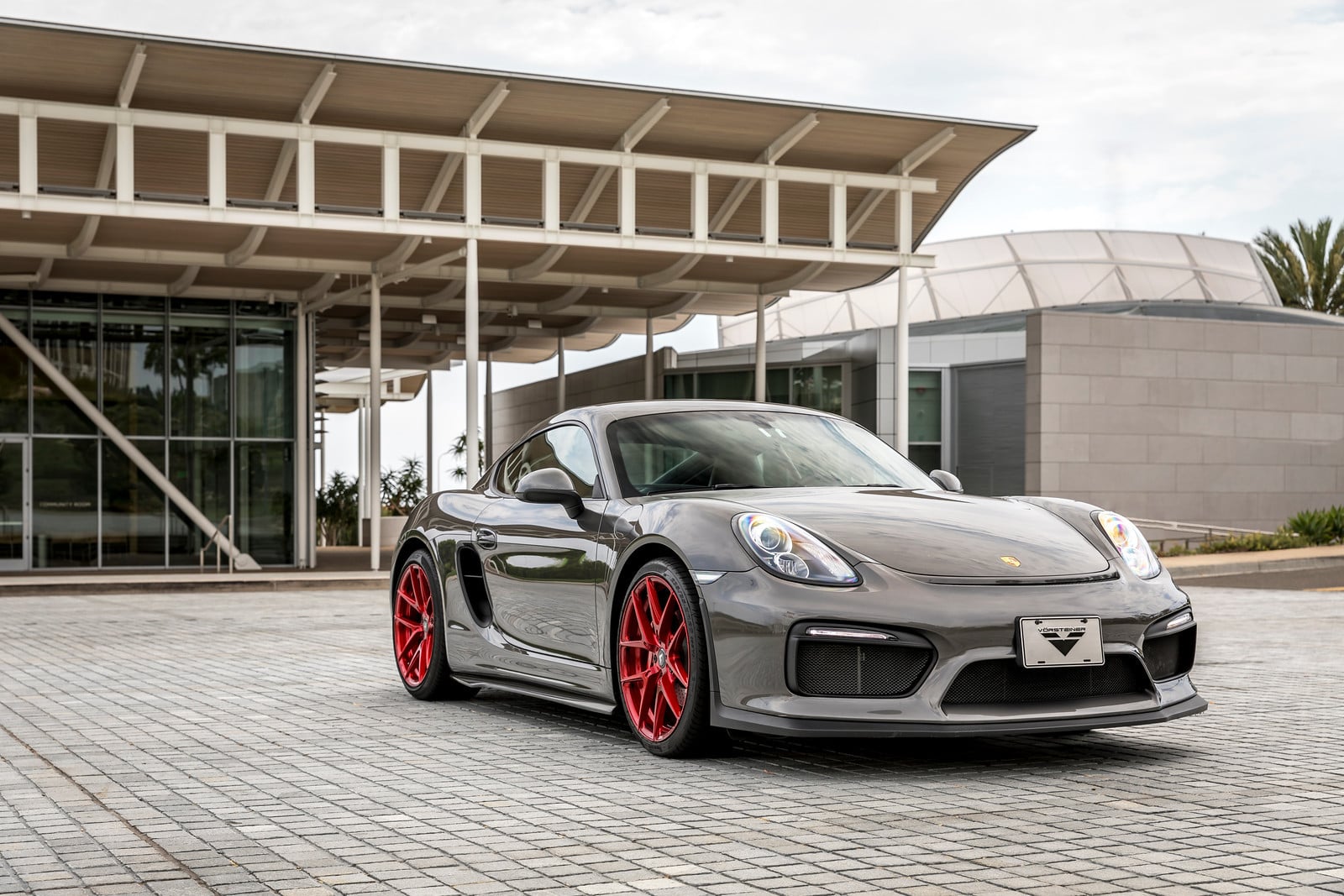 Gray Porsche Cayman with Aftermarket Halo Headlights - Photo by Vorstiner