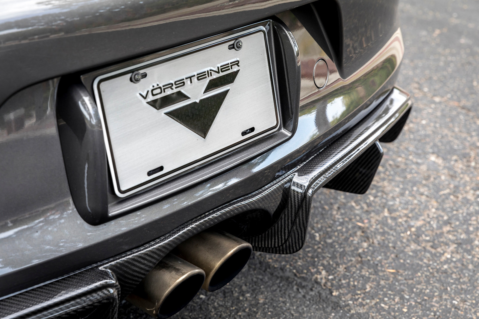 Gray Porsche Cayman with Carbon Fiber Rear Diffuser - Photo by Vorstiner