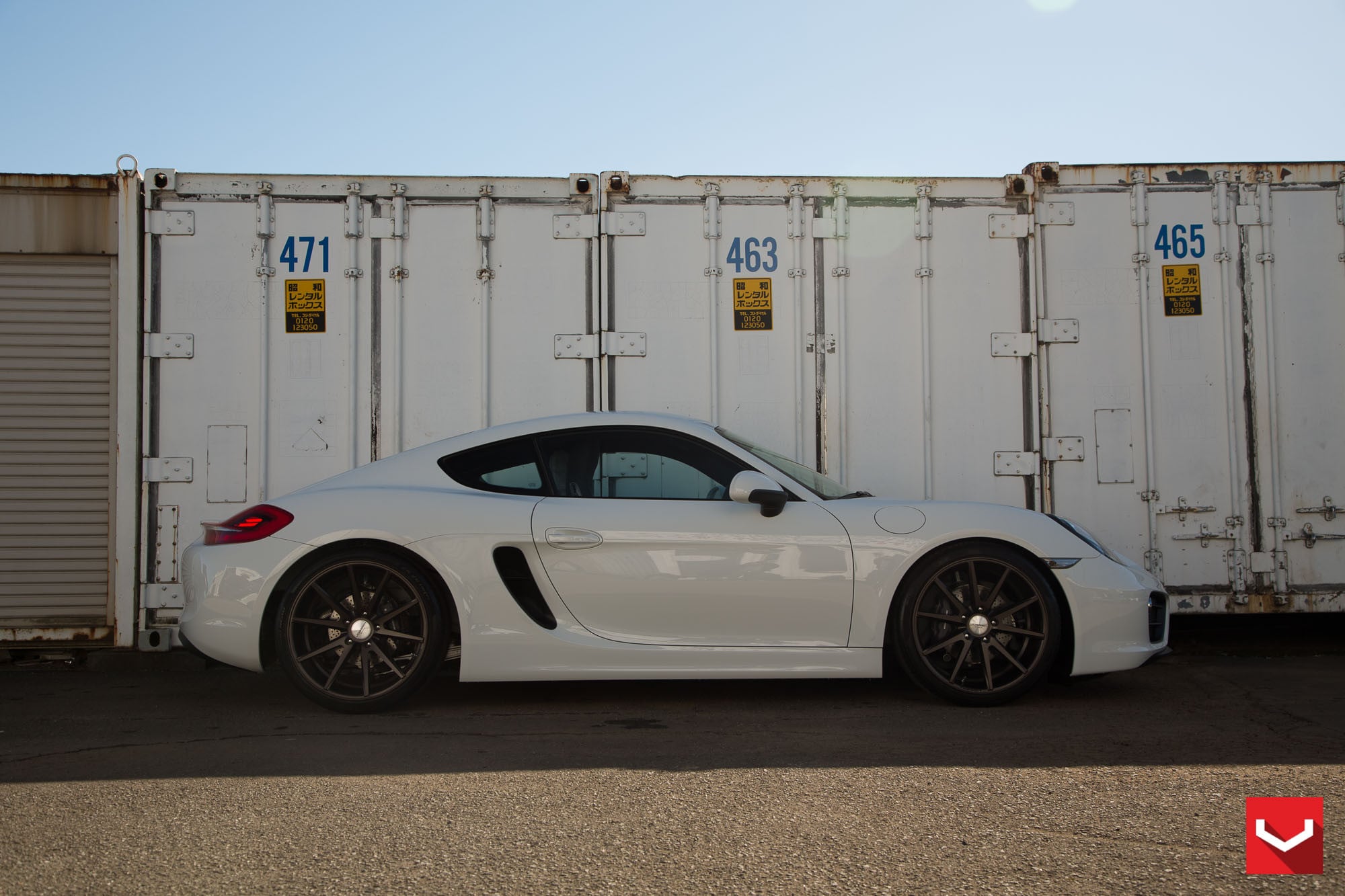White Porsche Cayman with Bumper Air Ducts - Photo by Vossen