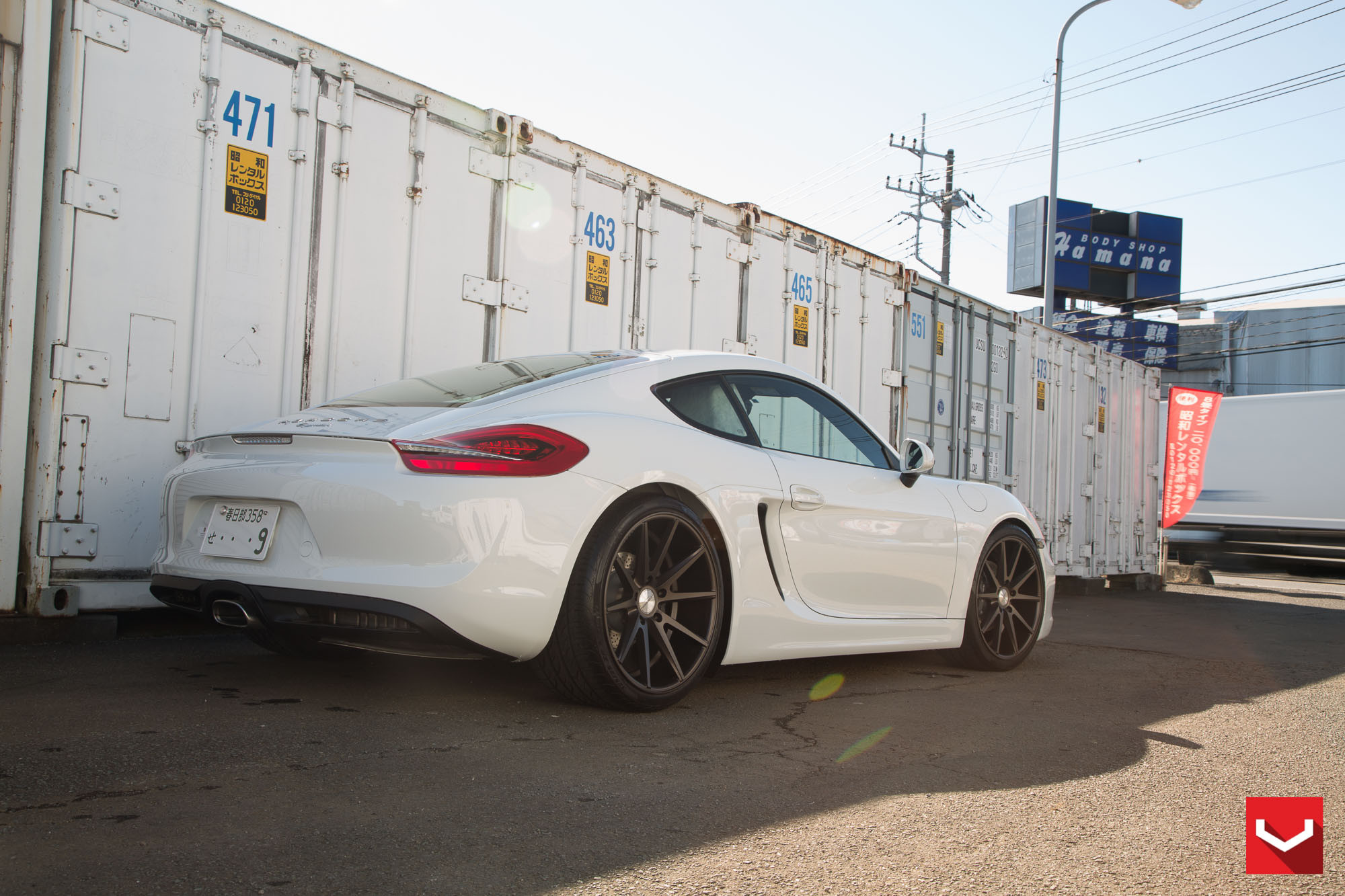 Aftermarket Taillights on White Porsche Cayman - Photo by Vossen