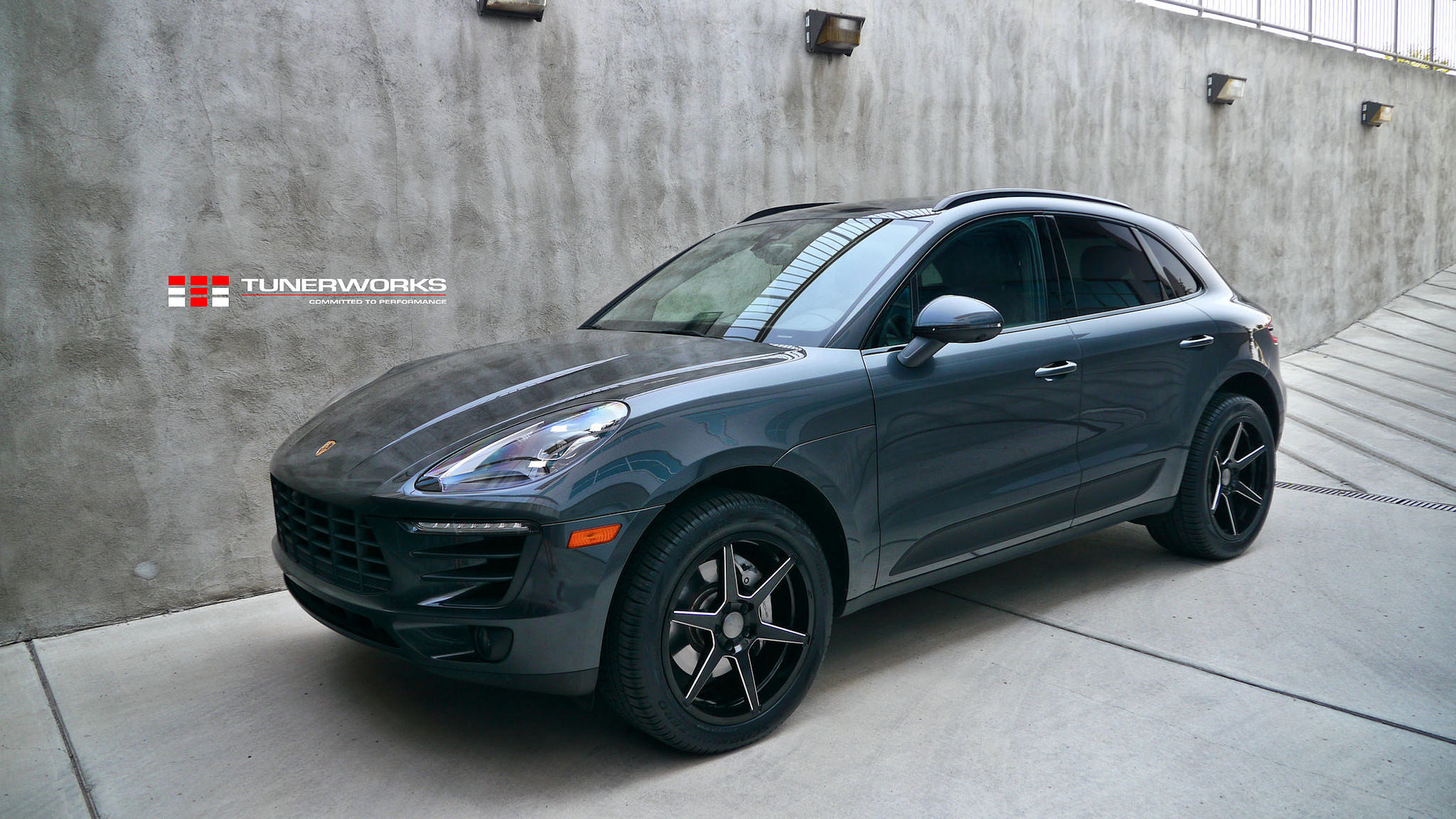 Gray Porsche Macan with Aftermarket Headlights - Photo by Ace Alloy
