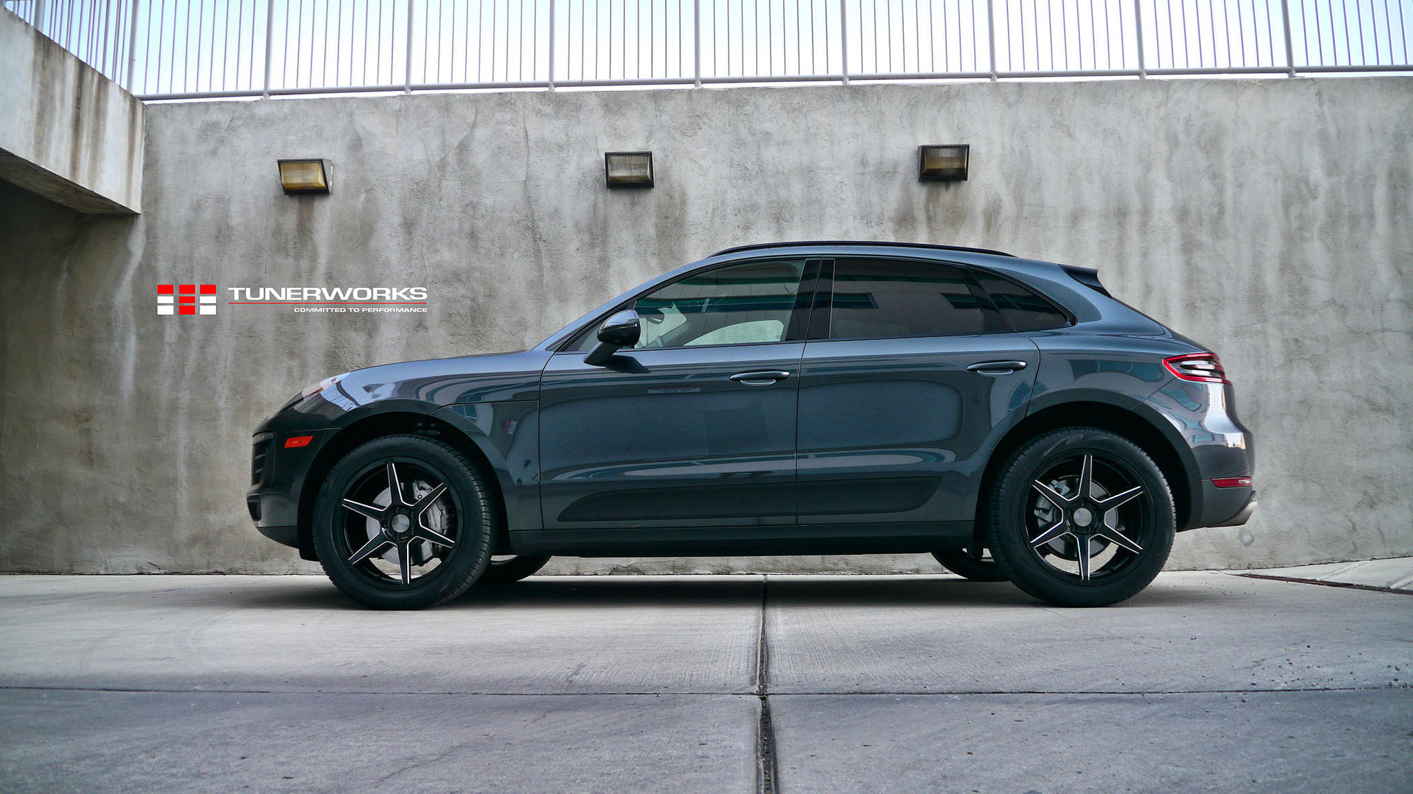 Custom Gray Porsche Macan with Gloss Black Ace Alloy Rims - Photo by Ace Alloy