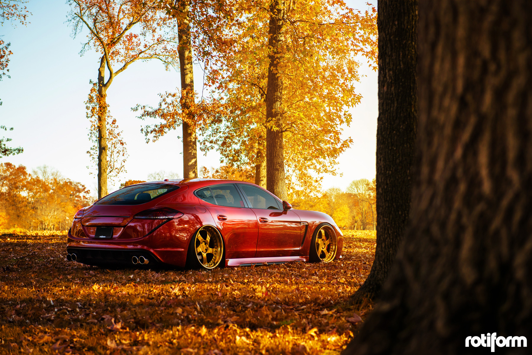 Custom Rear Diffuser on Red Porsche Panamera - Photo by Rotiform