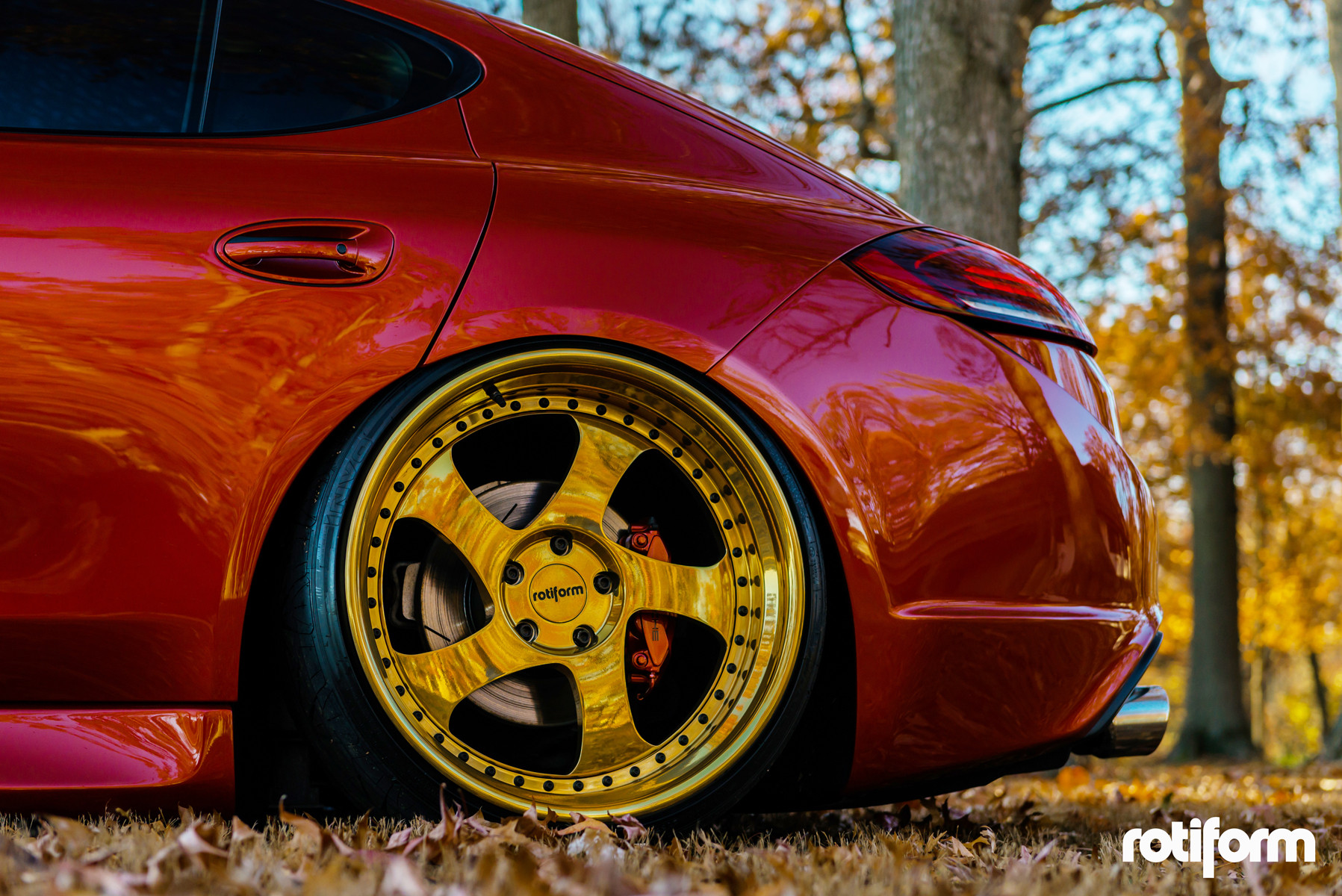 Rotiform TMB Wheels on Red Porsche Panamera - Photo by Rotiform