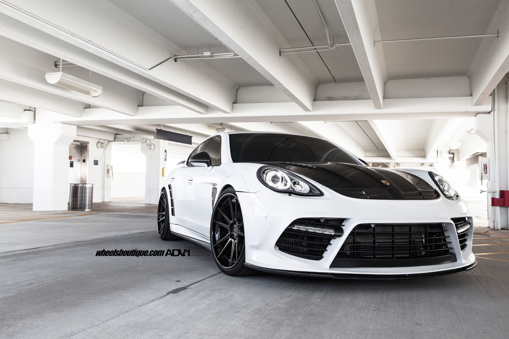 White Porsche Panamera with Custom Hood - Photo by ADV.1