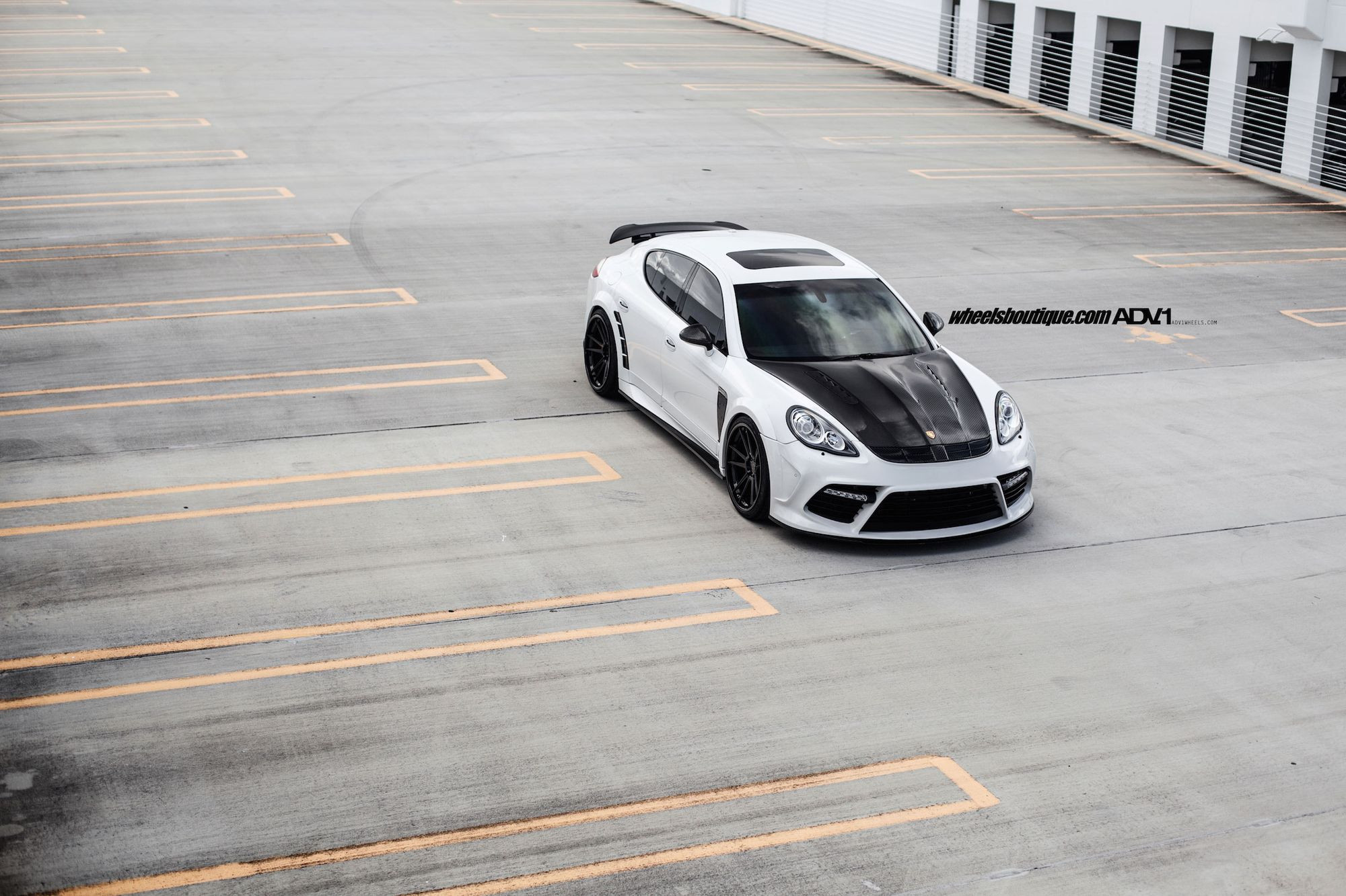 Carbon Fiber Vented Hood on White Porsche Panamera - Photo by ADV.1