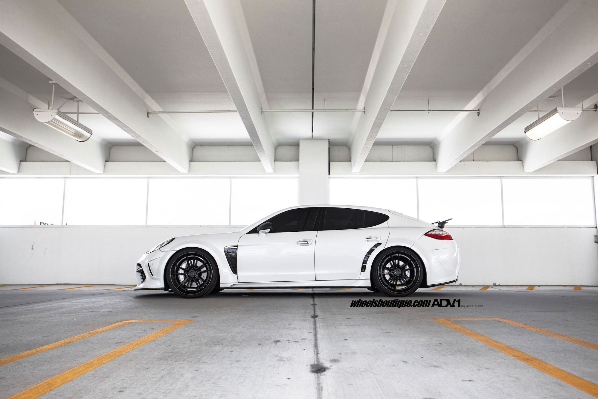 Gloss Black ADV5.2 Wheels on White Porsche Panamera - Photo by ADV.1