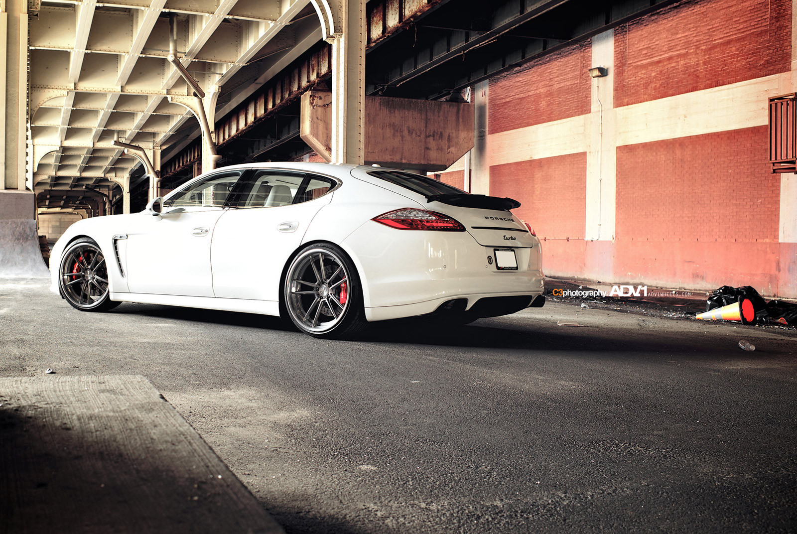 Custom White Porsche Panamera Turbo Rear Spoiler - Photo by ADV.1