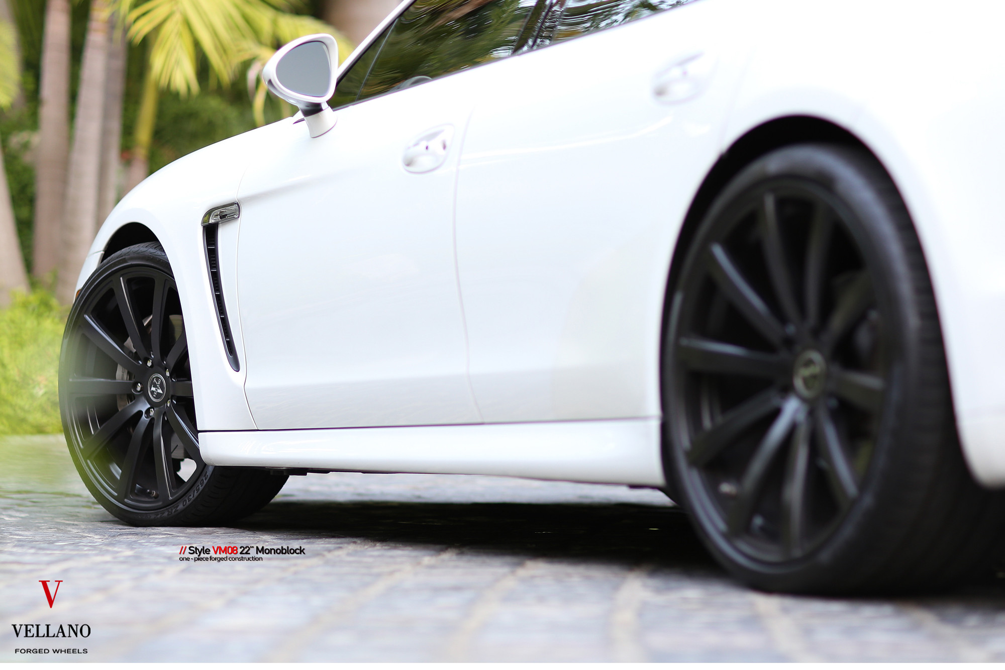 Custom White Porsche Panamera Bumper Air Ducts - Photo by Vellano