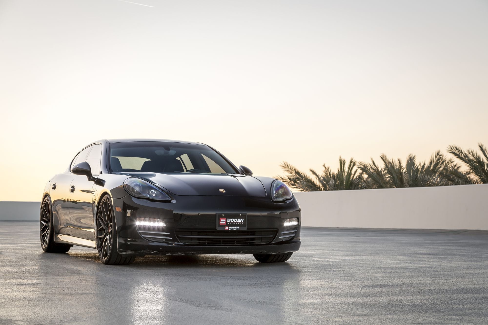 Dark Smoke Halo Headlights on Black Porsche Panamera - Photo by Vorstiner