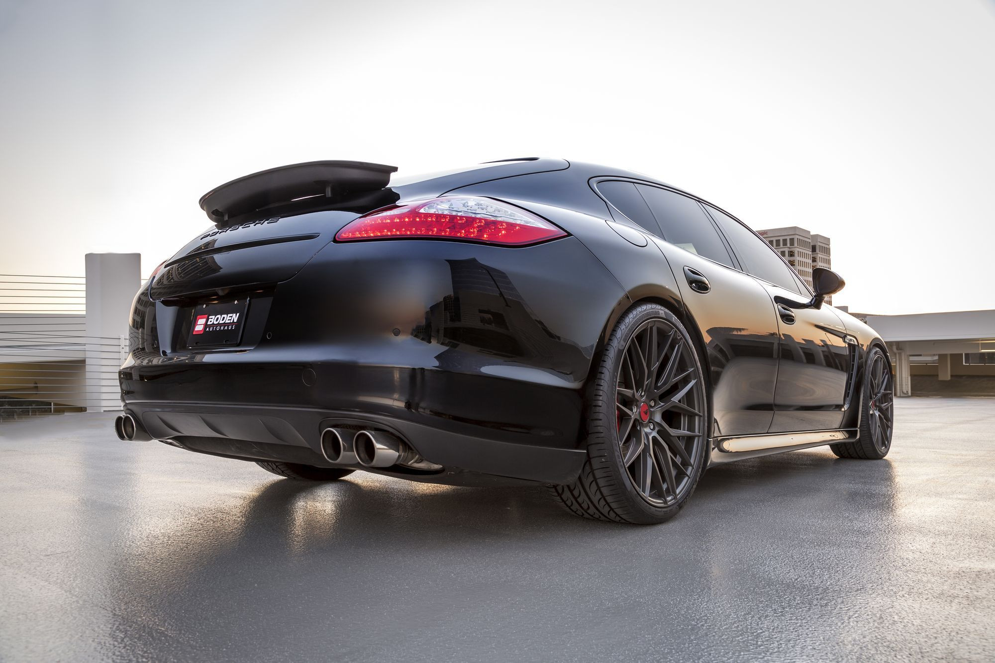 Aftermarket LED Taillights on Black Porsche Panamera - Photo by Vorstiner