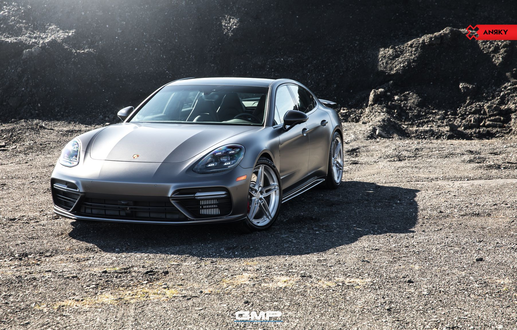 Aftermarket Front Bumper on Gray Porsche Panamera - Photo by Anrky Wheels